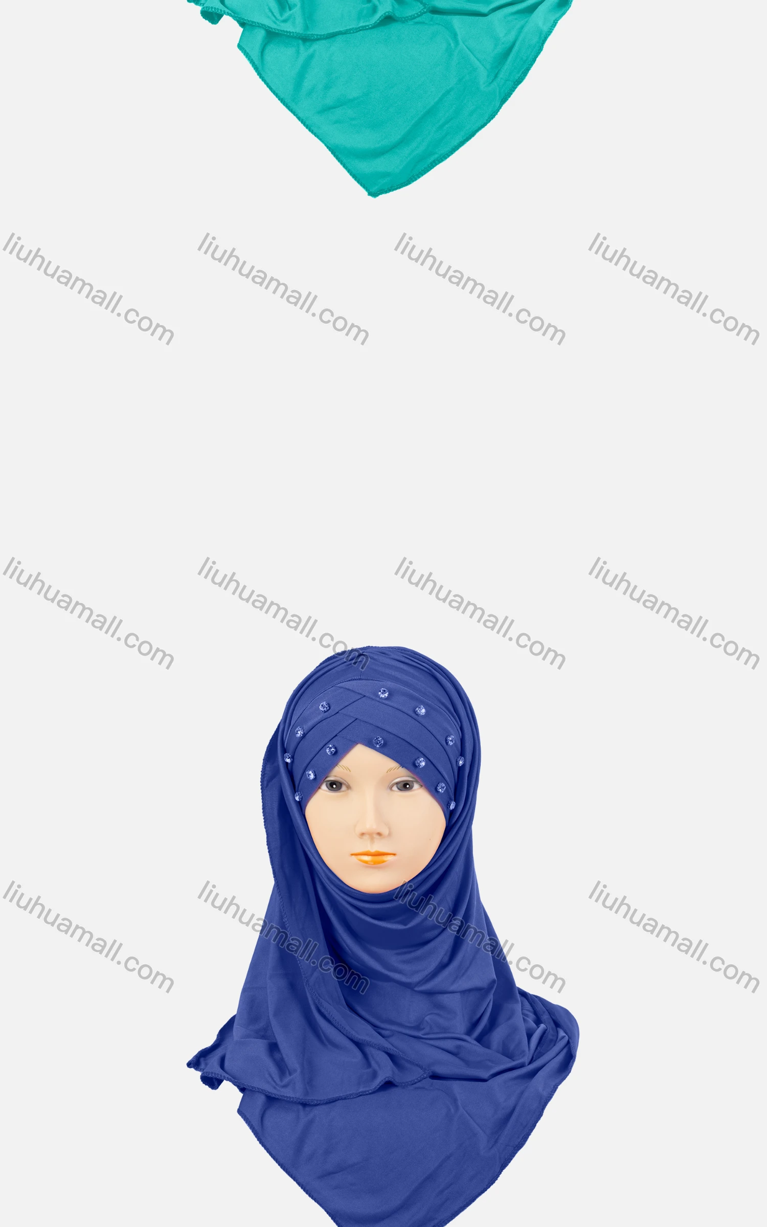 Wholesale Women's Casual Plain Wrap Rhinestone Long Arabic Muslim Hijab Turban Scarf - Liuhuamall