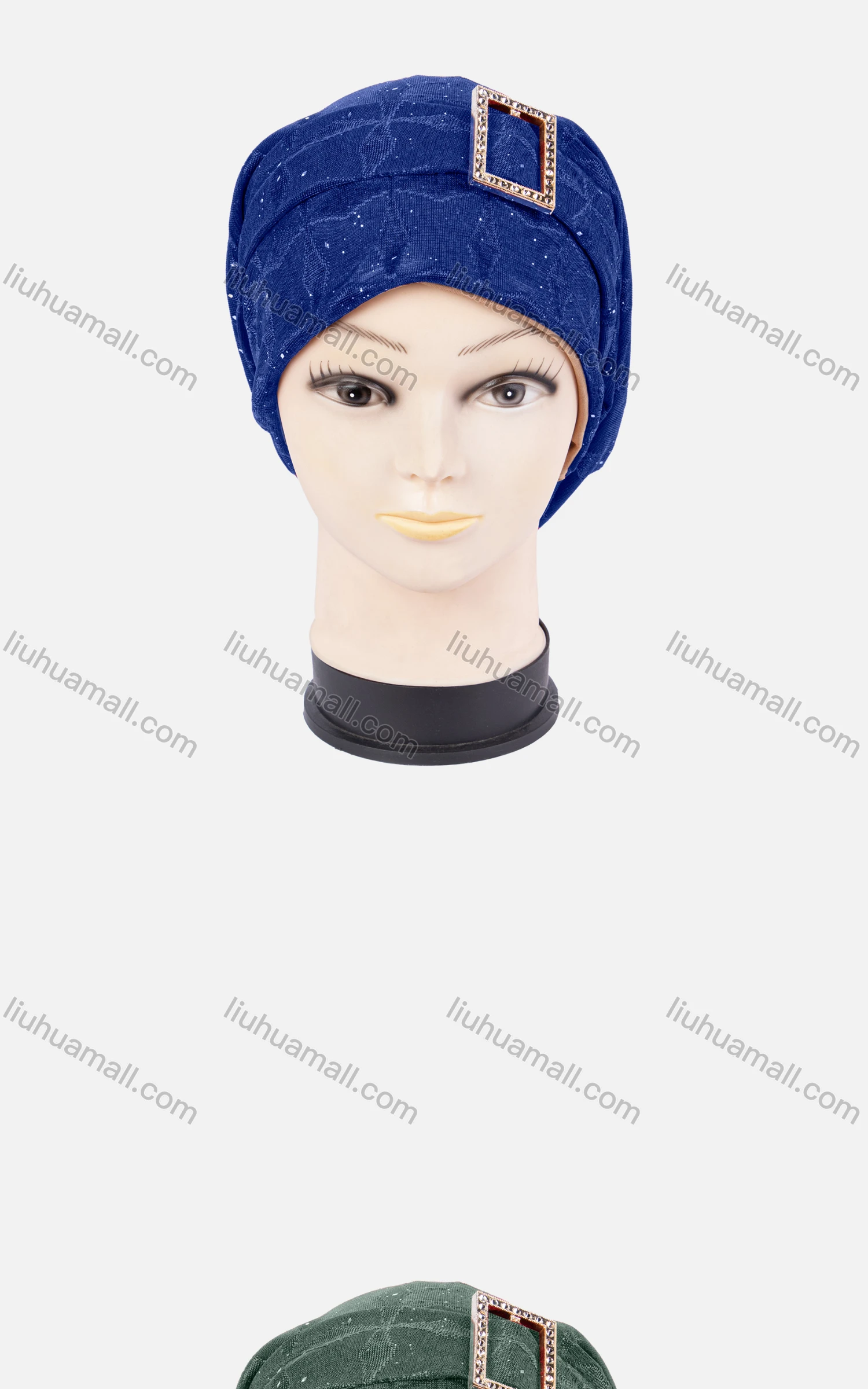 Wholesale Women's Plain Rhinestone Buckle Arabic Muslim Hijab Turban Cap - Liuhuamall