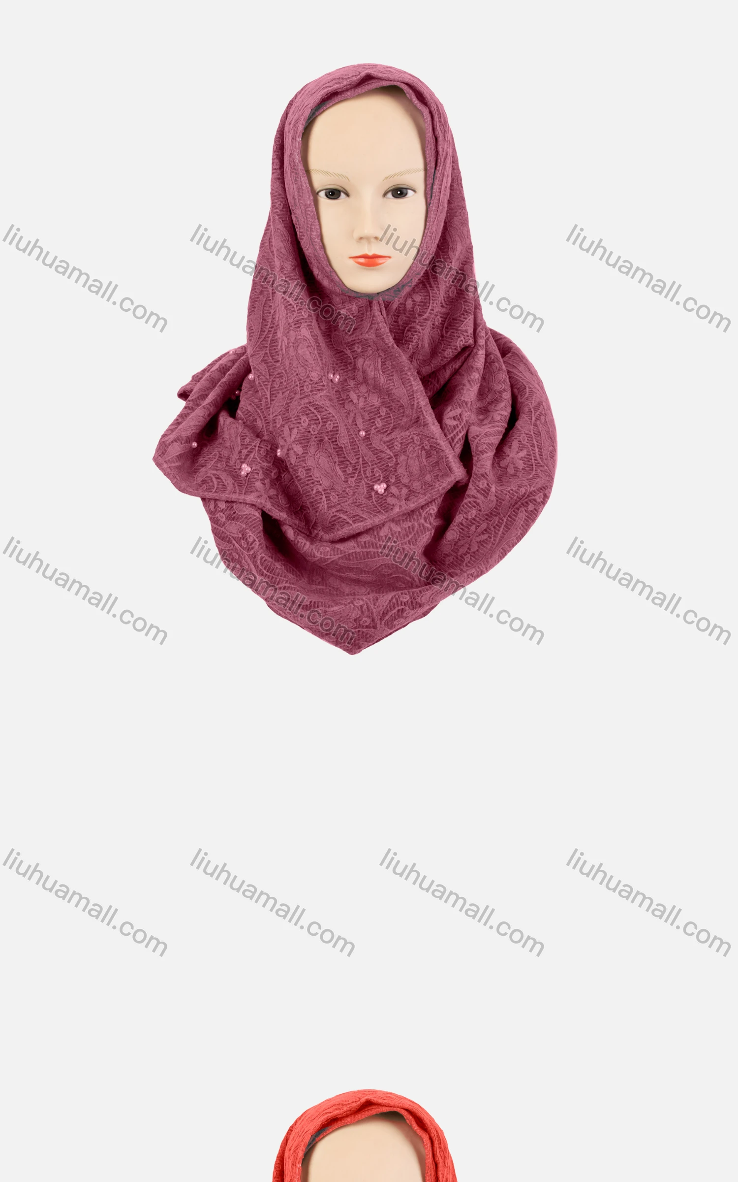 Wholesale Women's Casual Embroidered Floral Long Arabic Muslim Hijab Turban Scarf - Liuhuamall