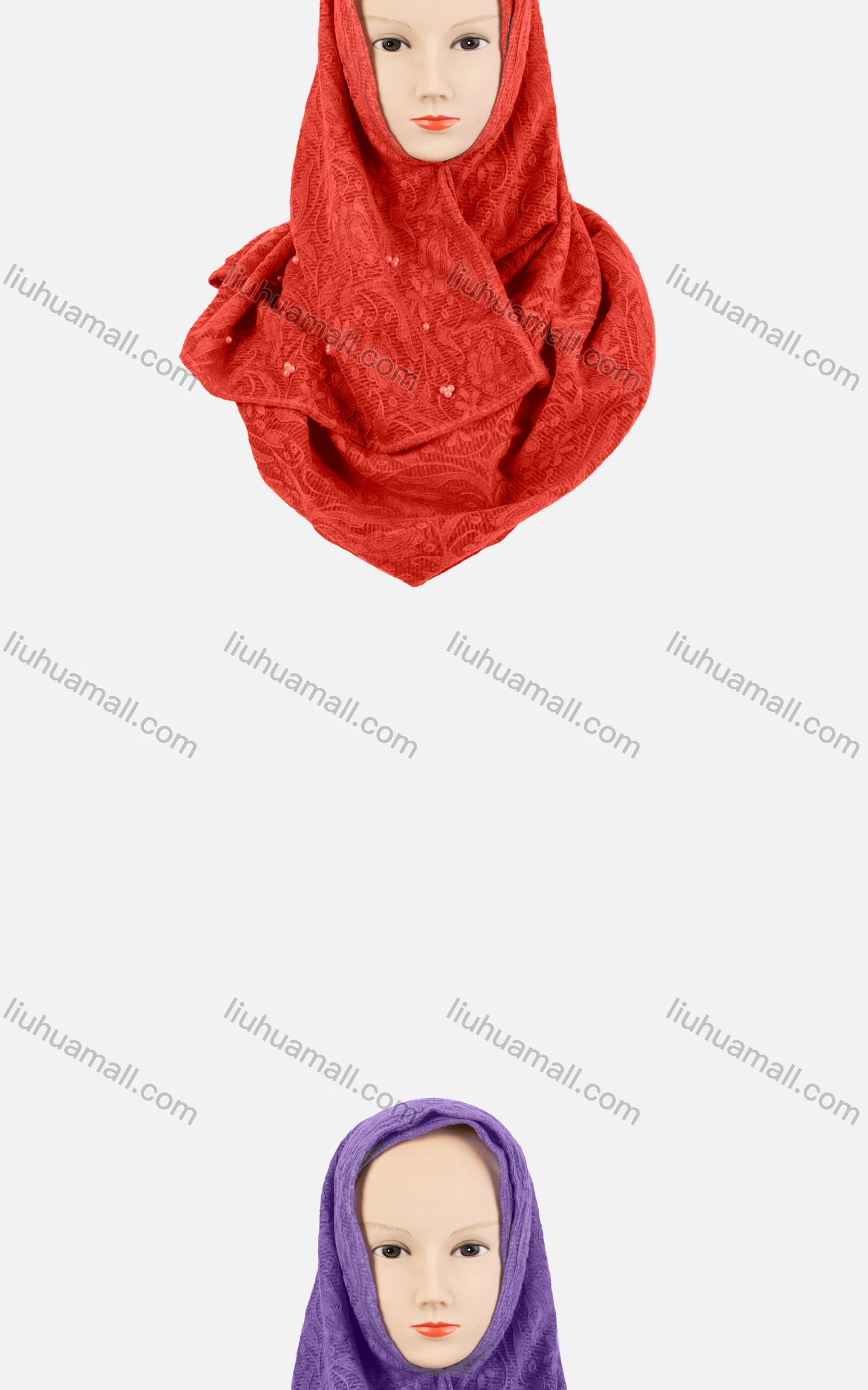 Wholesale Women's Casual Embroidered Floral Long Arabic Muslim Hijab Turban Scarf - Liuhuamall