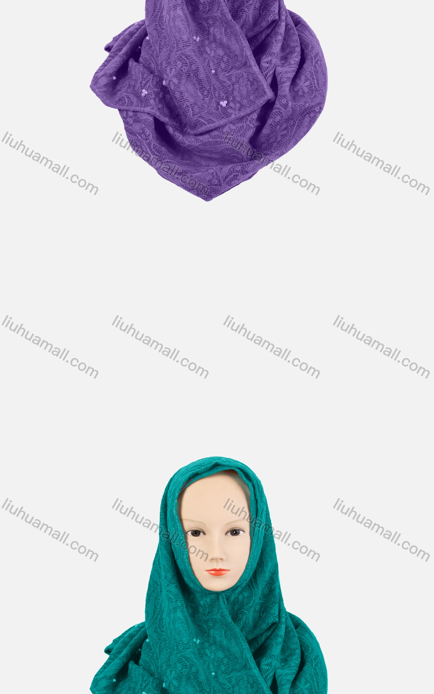 Wholesale Women's Casual Embroidered Floral Long Arabic Muslim Hijab Turban Scarf - Liuhuamall