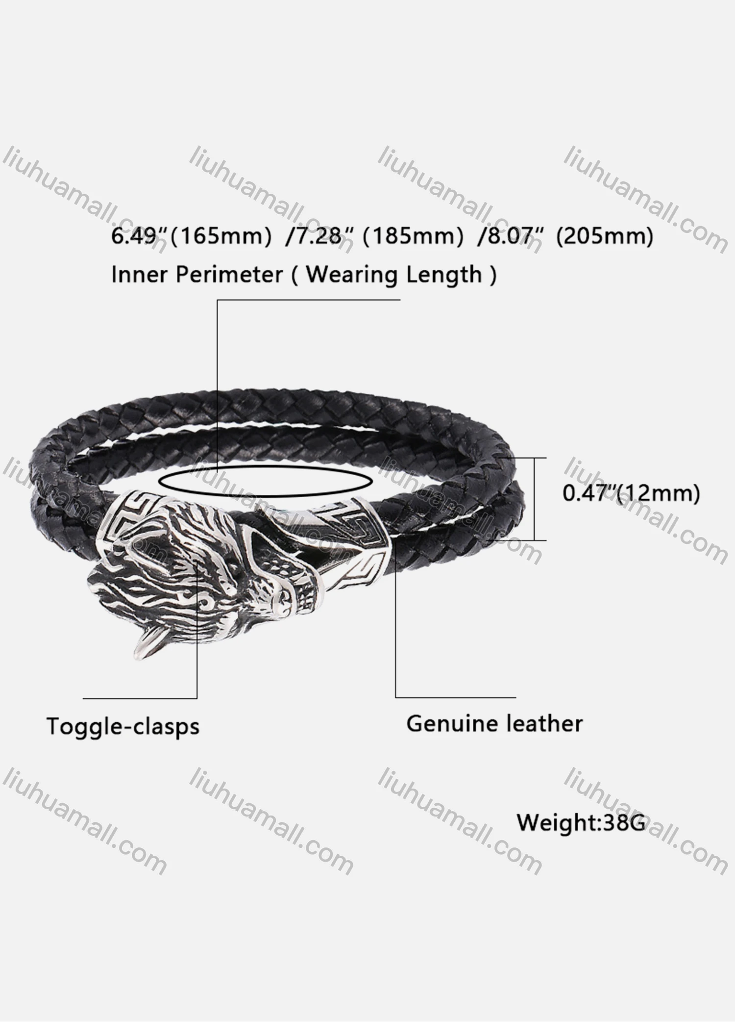 Wholesale Genuine Leather Toggle Clasps Bracelet PW771# - Liuhuamall