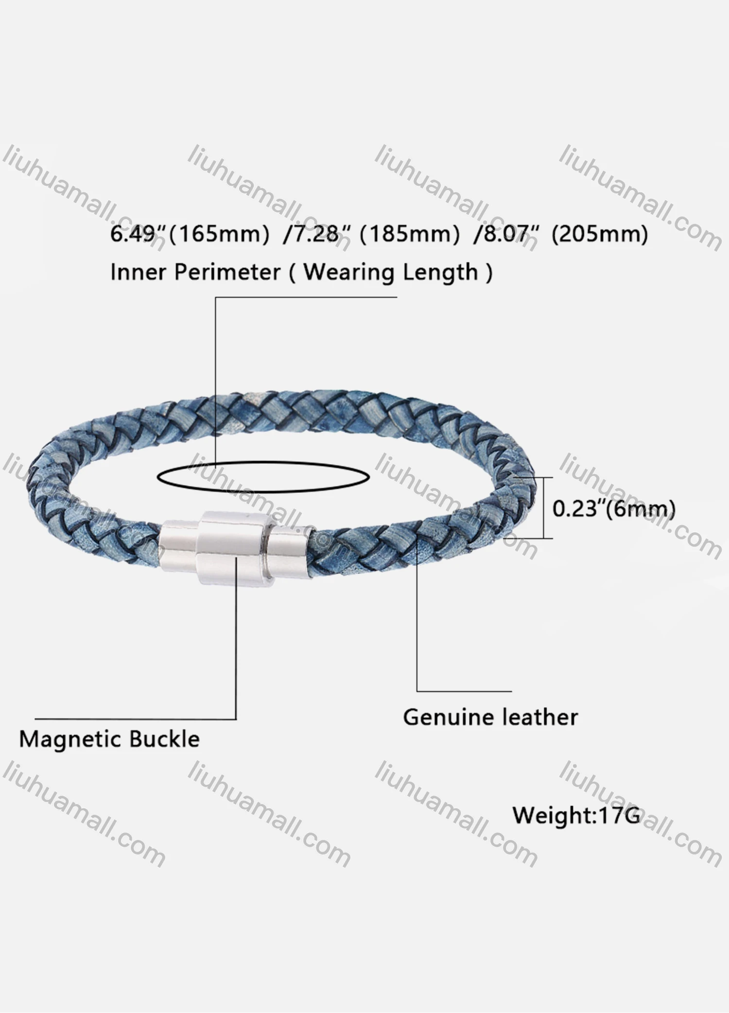 Wholesale Genuine Leather Stainless Steel Magnetic Buckle Bracelet SP0253L# - Liuhuamall