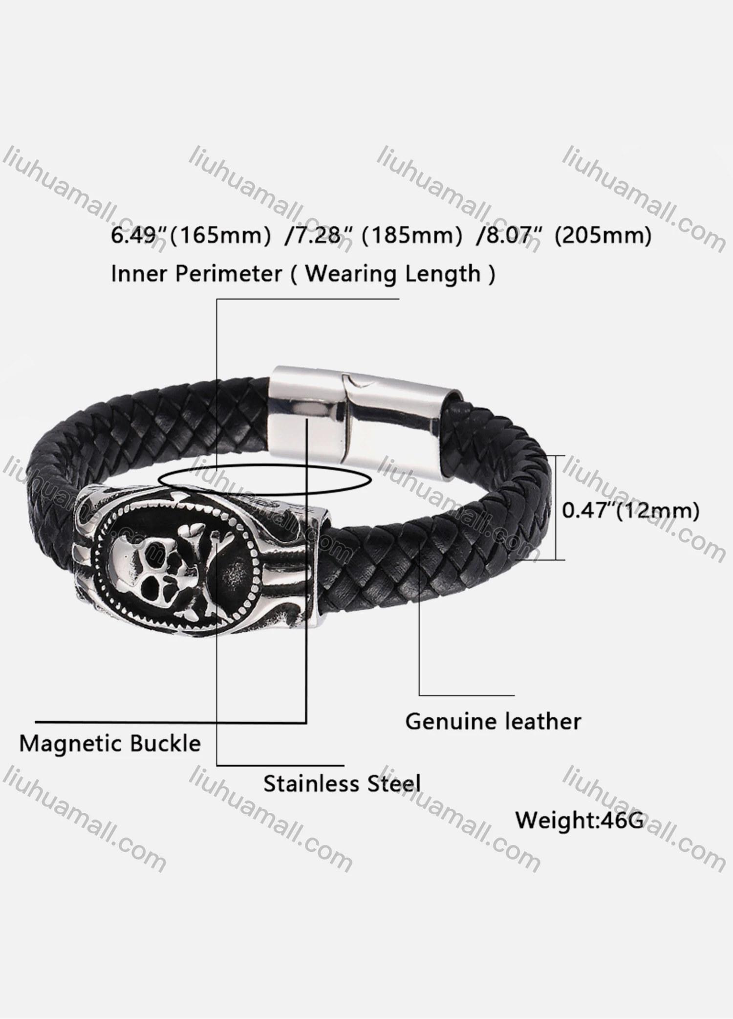 Wholesale Genuine Leather Stainless Steel Magnetic Buckle Bracelet SP0272# - Liuhuamall