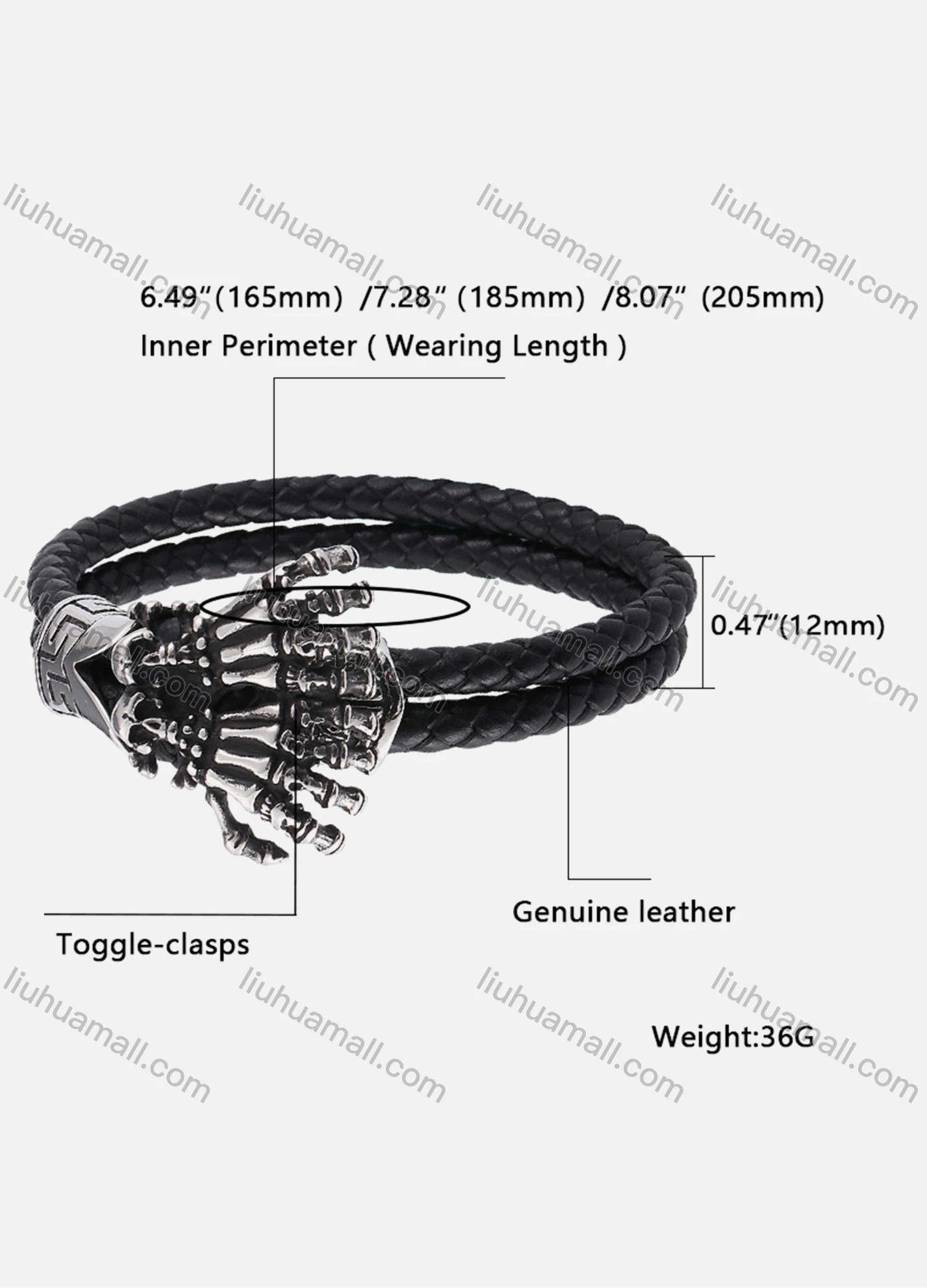 Wholesale Genuine Leather Stainless Steel Toggle Clasps Bracelet SP0310# - Liuhuamall