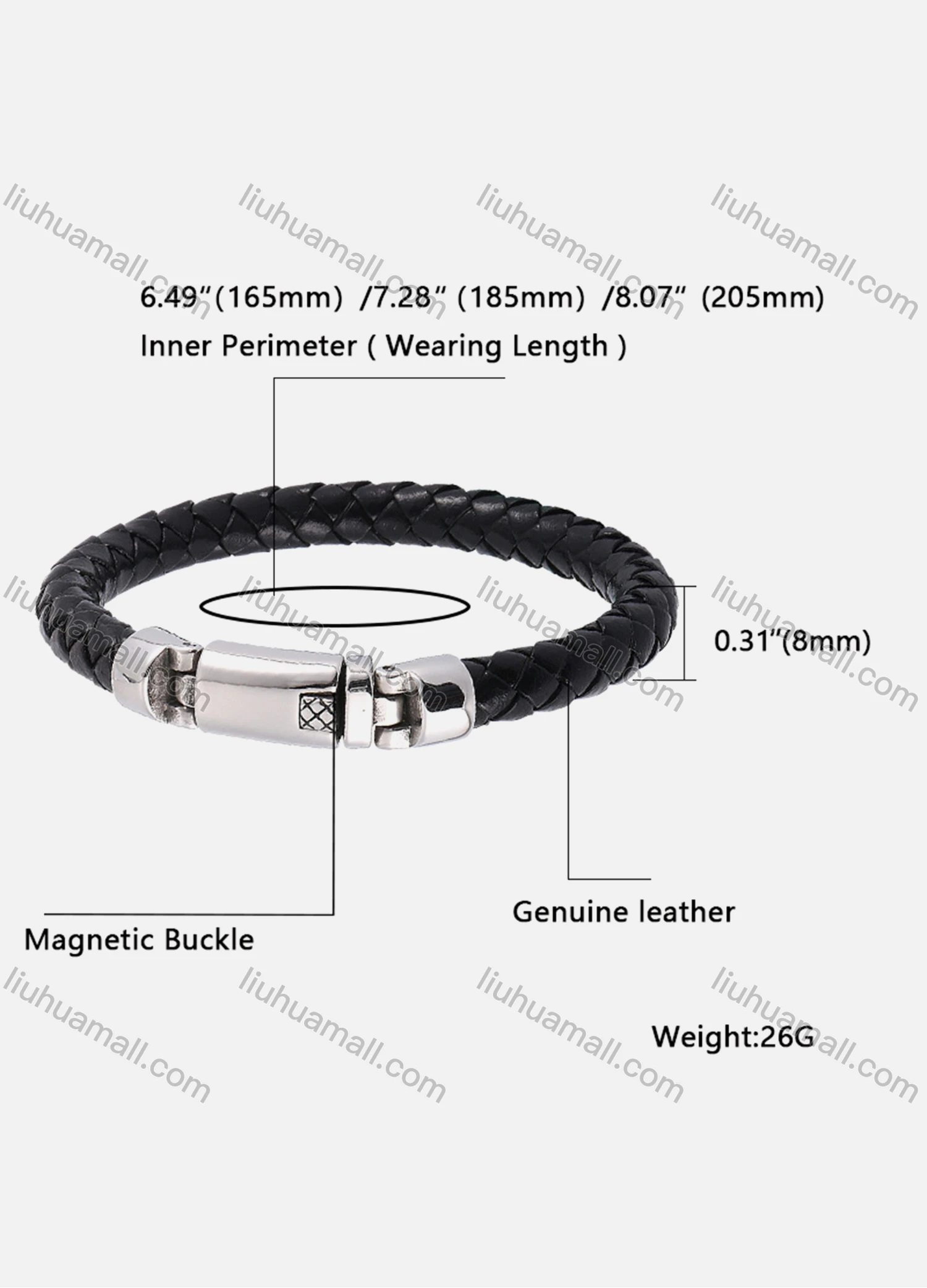 Wholesale Genuine Leather Stainless Steel Magnetic Buckle Bracelet SP0365# - Liuhuamall