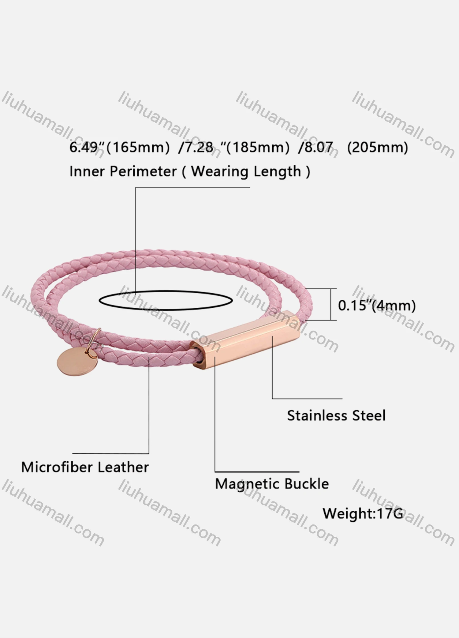 Wholesale Microfiber Leather Stainless Steel Magnetic Buckle Bracelet SP0722M# - Liuhuamall