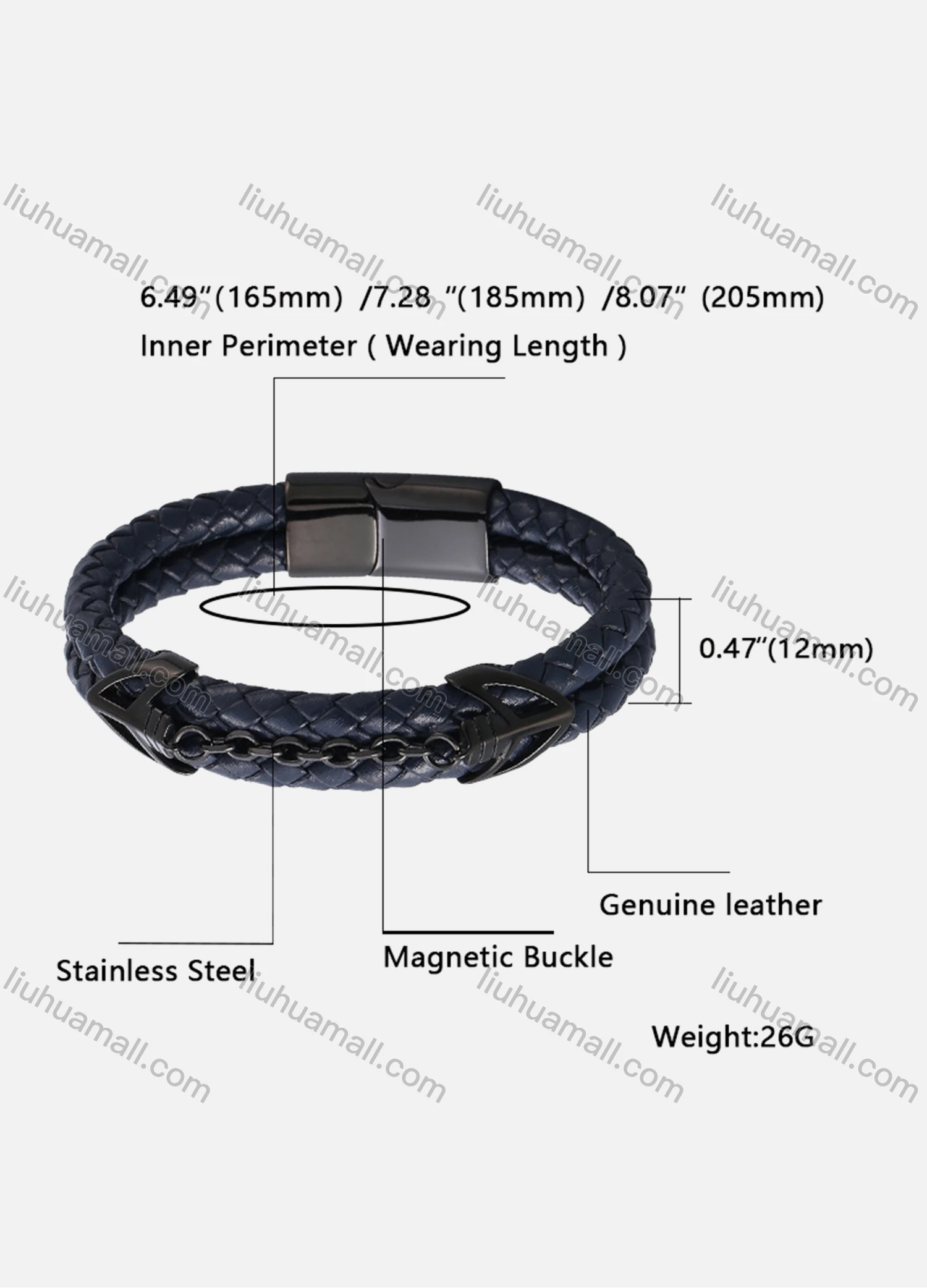 Wholesale Genuine Leather Stainless Steel Magnetic Buckle Bracelet SP1026H# - Liuhuamall