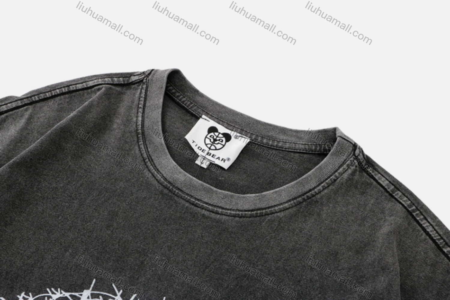 Wholesale Unisex Fashion Distressed Crew Neck Loose Fit Graphic 100%Cotton Short Sleeve Tee QX08# - Liuhuamall