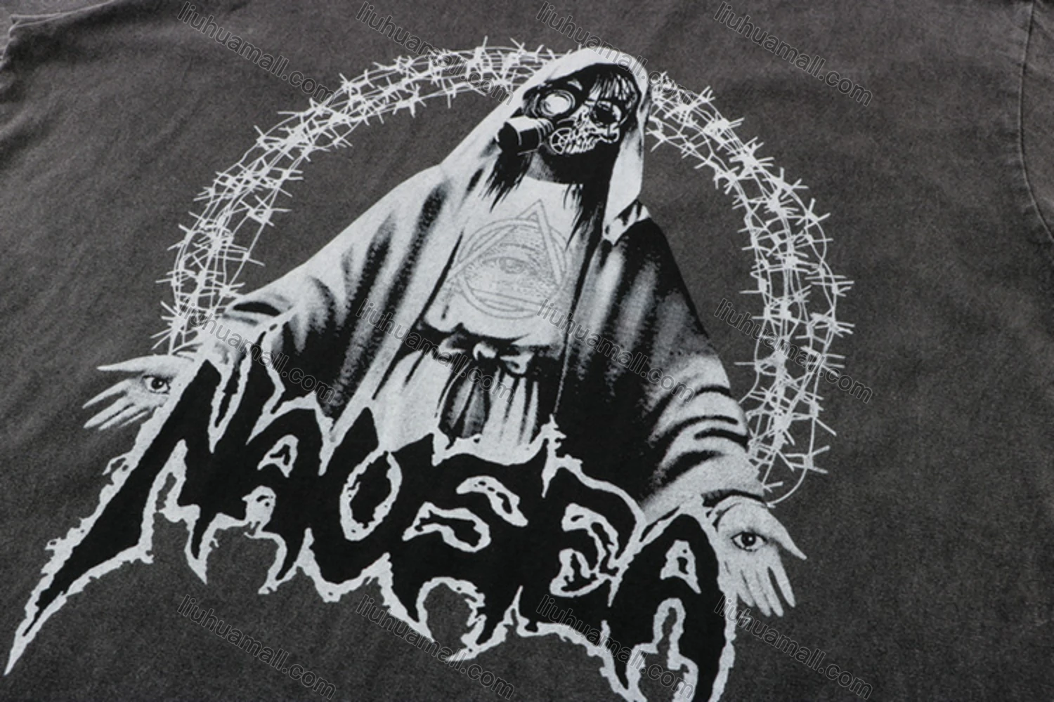 Wholesale Unisex Fashion Distressed Crew Neck Loose Fit Graphic 100%Cotton Short Sleeve Tee QX08# - Liuhuamall