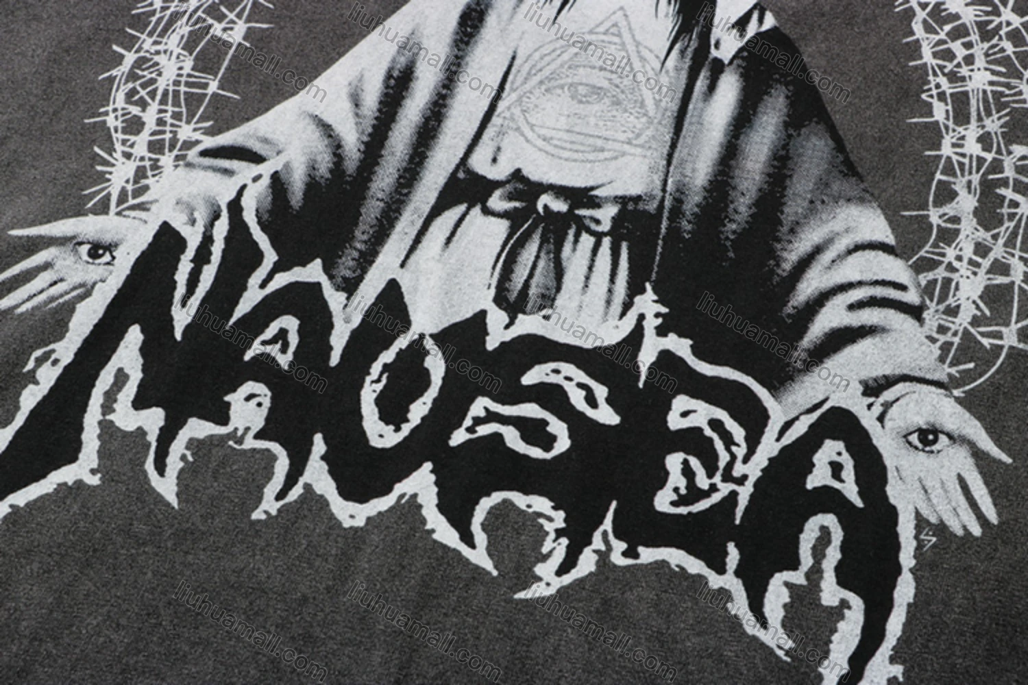 Wholesale Unisex Fashion Distressed Crew Neck Loose Fit Graphic 100%Cotton Short Sleeve Tee QX08# - Liuhuamall