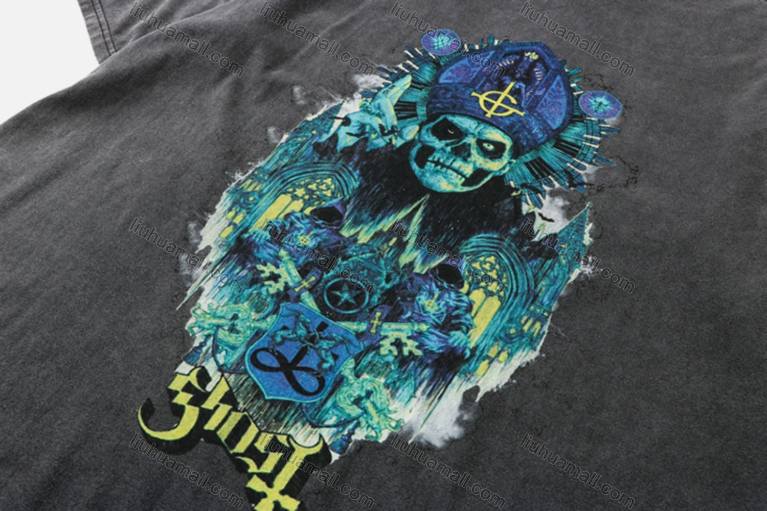 Wholesale Unisex Fashion Distressed Crew Neck Loose Fit Graphic 100%Cotton Short Sleeve Tee QX17# - Liuhuamall