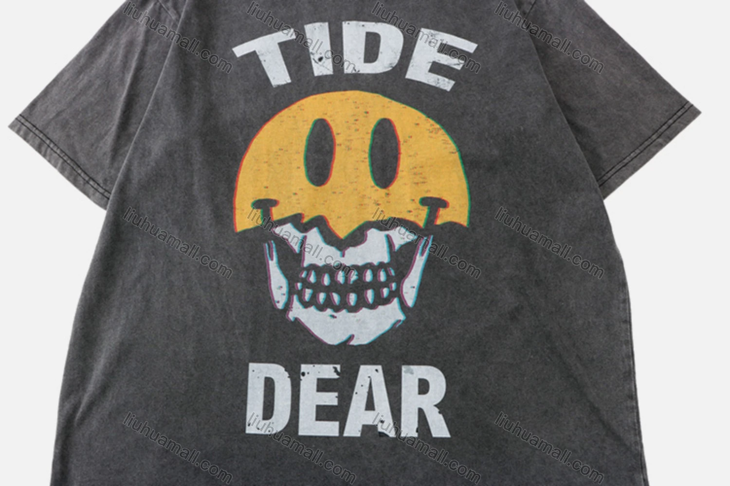 Wholesale Unisex Fashion Distressed Crew Neck Loose Fit Graphic 100%Cotton Short Sleeve Tee QX26# - Liuhuamall