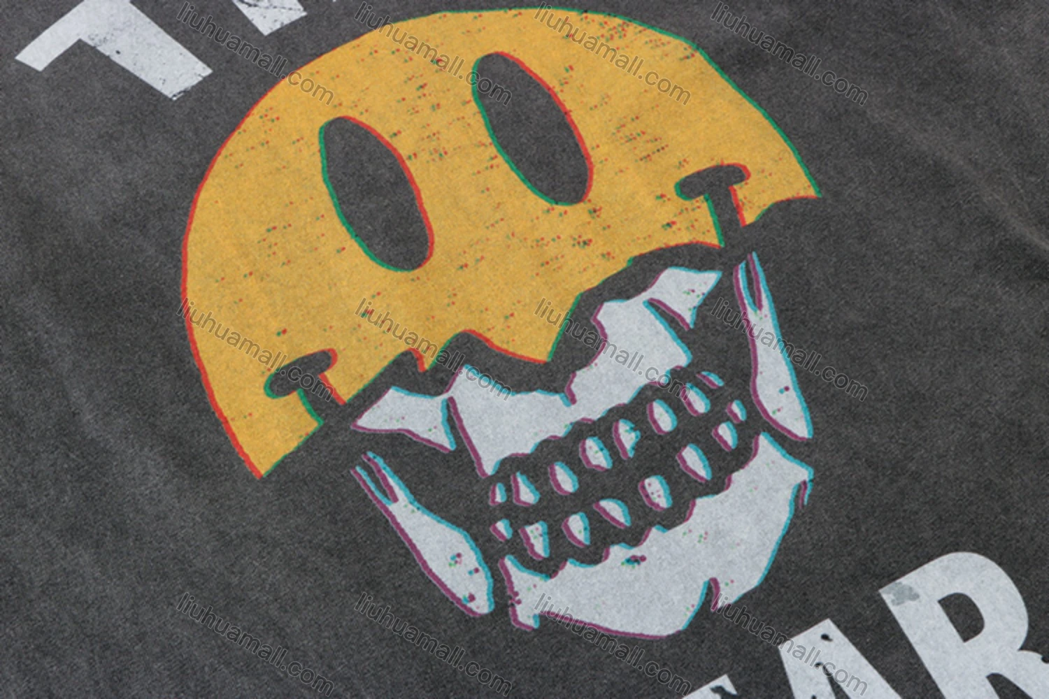 Wholesale Unisex Fashion Distressed Crew Neck Loose Fit Graphic 100%Cotton Short Sleeve Tee QX26# - Liuhuamall