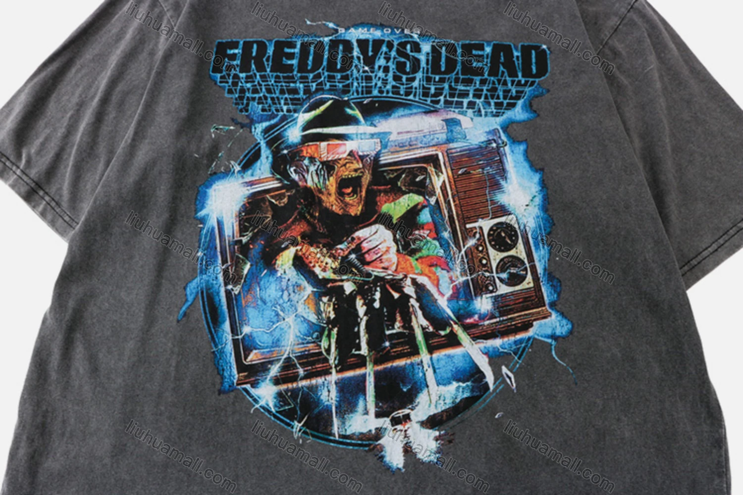 Wholesale Unisex Fashion Distressed Crew Neck Loose Fit Graphic 100%Cotton Short Sleeve Tee QX27# - Liuhuamall