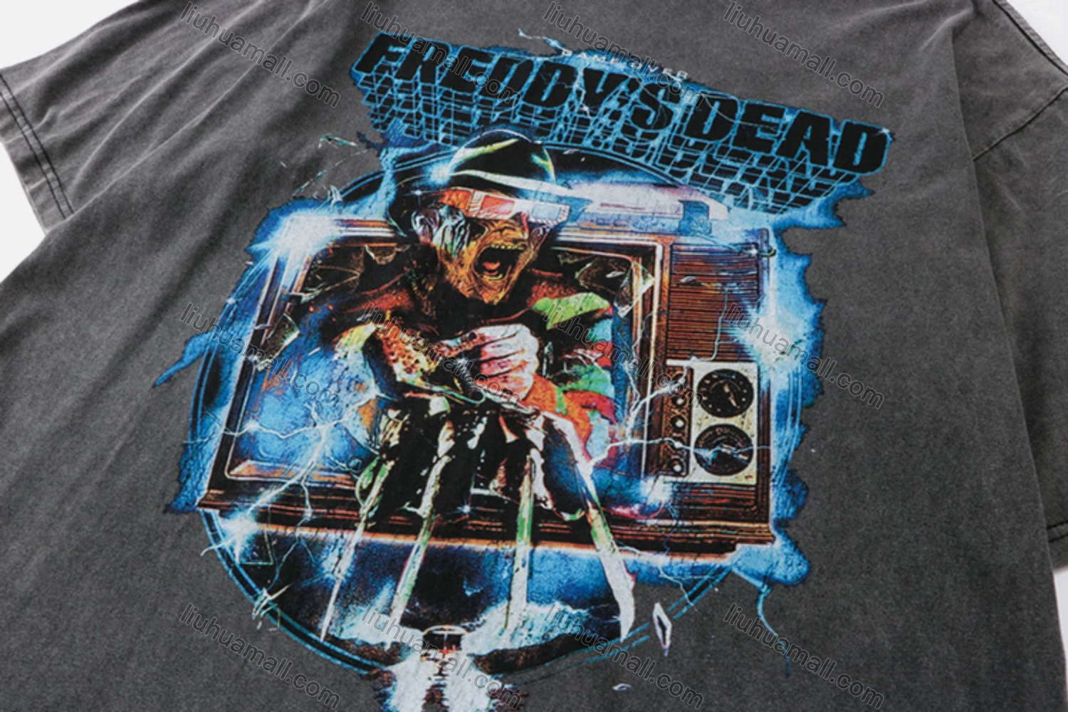 Wholesale Unisex Fashion Distressed Crew Neck Loose Fit Graphic 100%Cotton Short Sleeve Tee QX27# - Liuhuamall