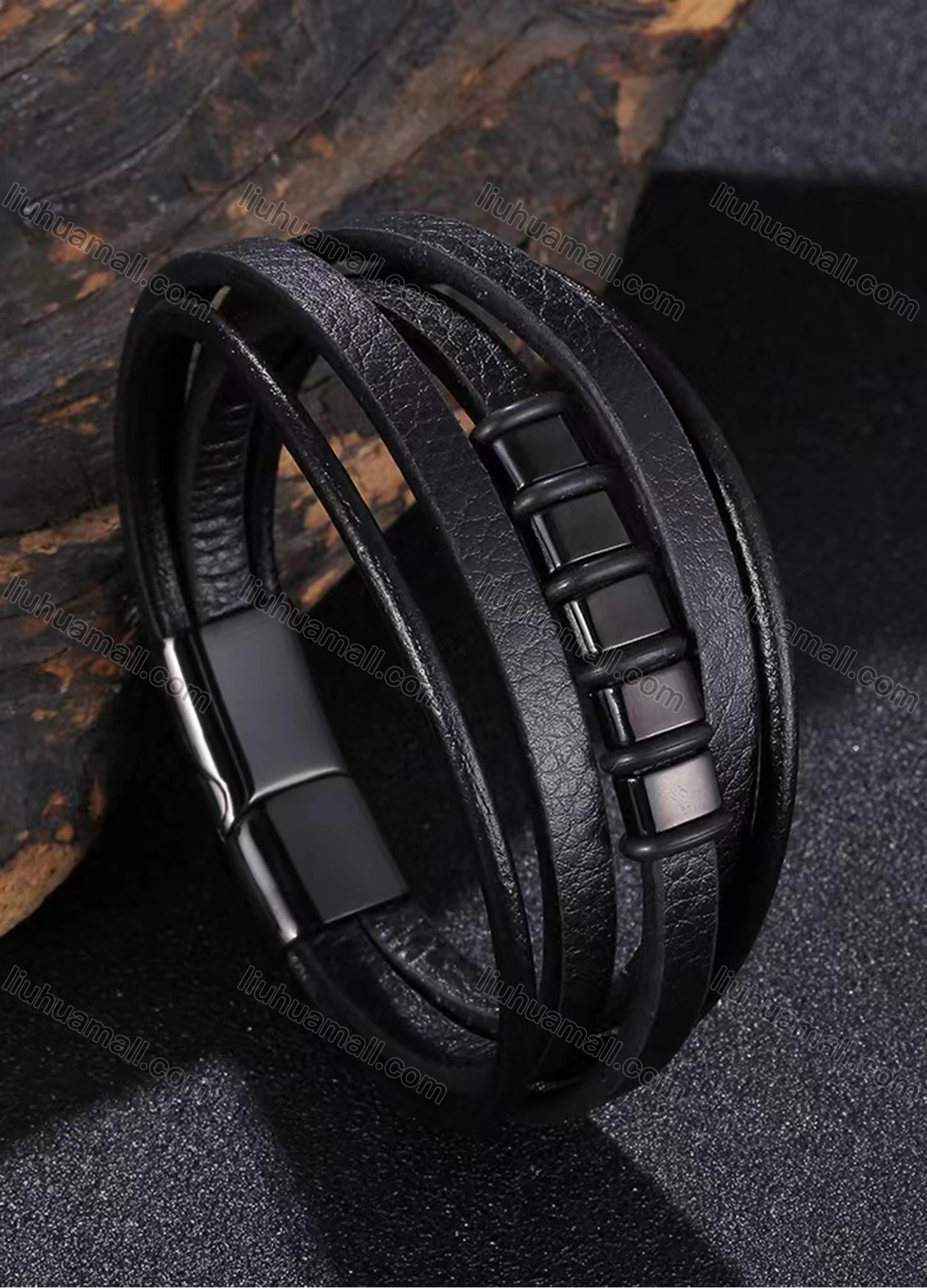 Wholesale Microfiber Leather Stainless Steel Magnetic Buckle Bracelet SP1140B# - Liuhuamall