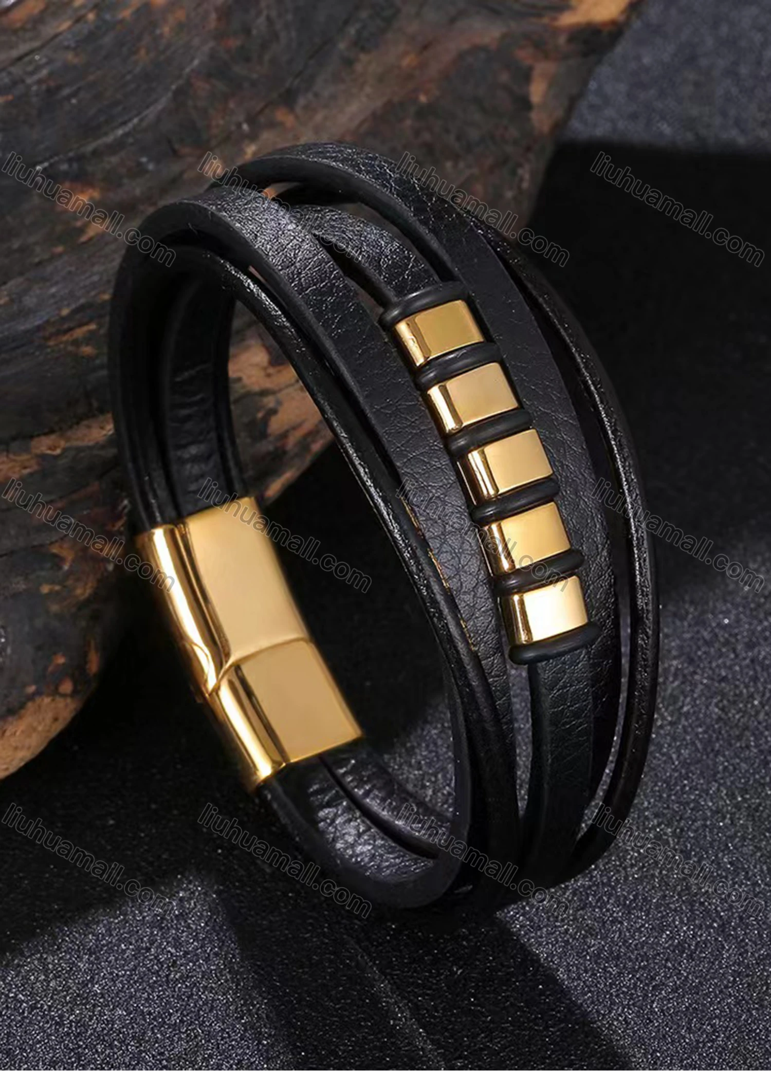 Wholesale Microfiber Leather Stainless Steel Magnetic Buckle Bracelet SP1140B# - Liuhuamall