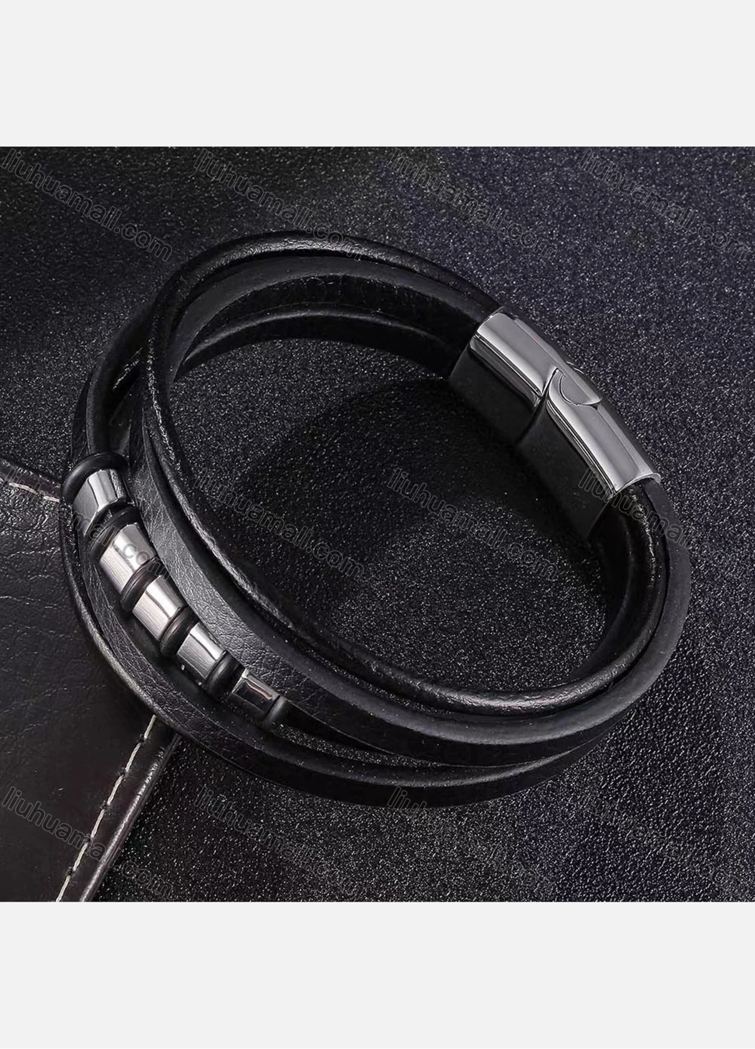 Wholesale Microfiber Leather Stainless Steel Magnetic Buckle Bracelet SP1140B# - Liuhuamall