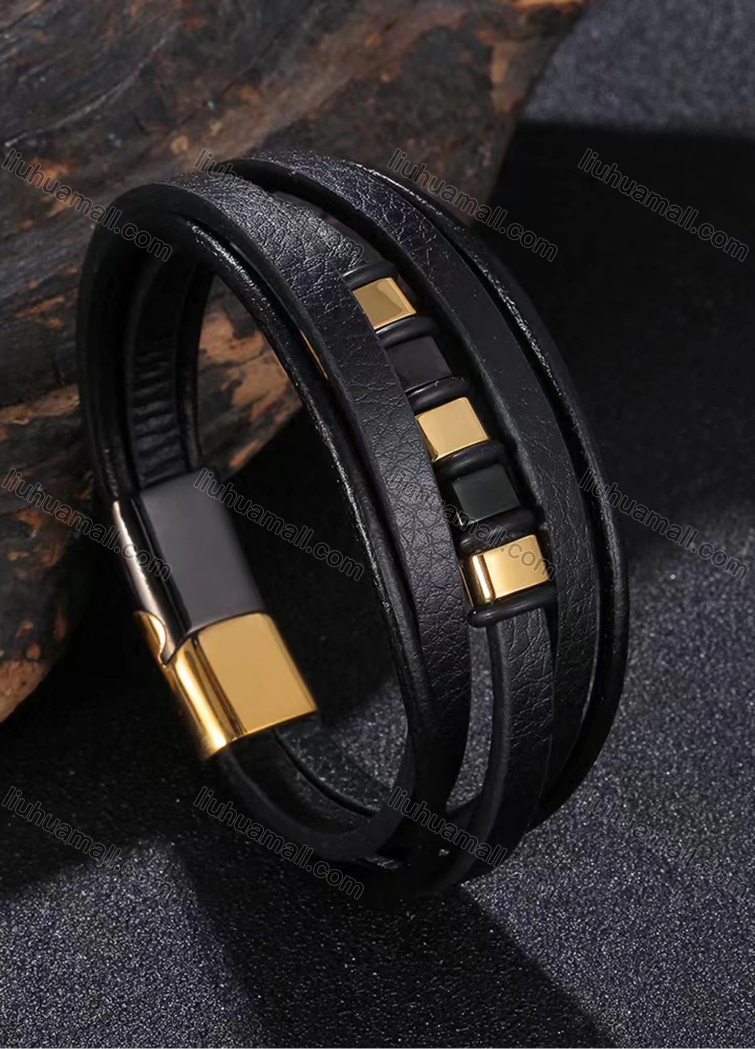 Wholesale Microfiber Leather Stainless Steel Magnetic Buckle Bracelet SP1140B# - Liuhuamall