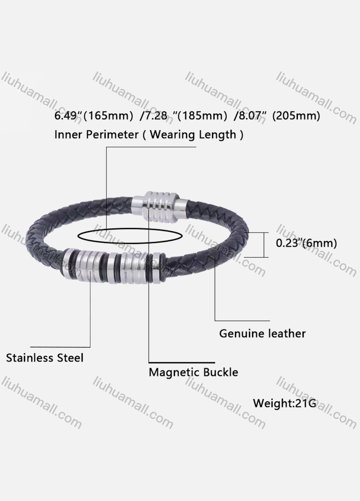 Wholesale Genuine Leather Stainless Steel Magnetic Buckle Bracelet SP1170# - Liuhuamall