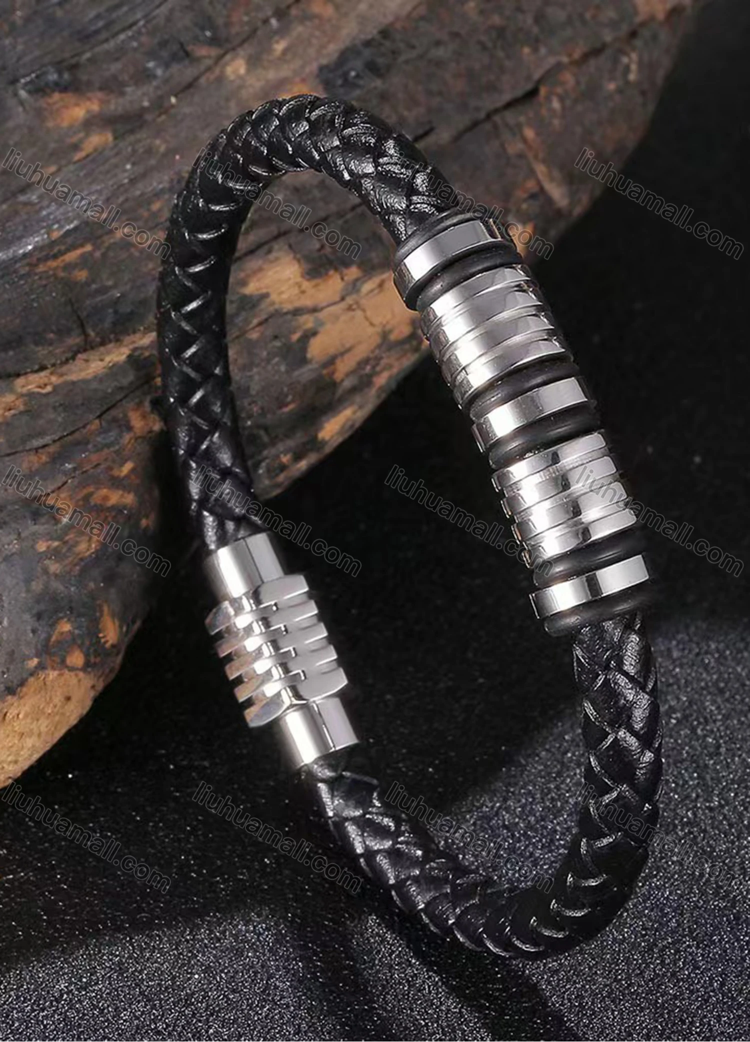 Wholesale Genuine Leather Stainless Steel Magnetic Buckle Bracelet SP1170# - Liuhuamall