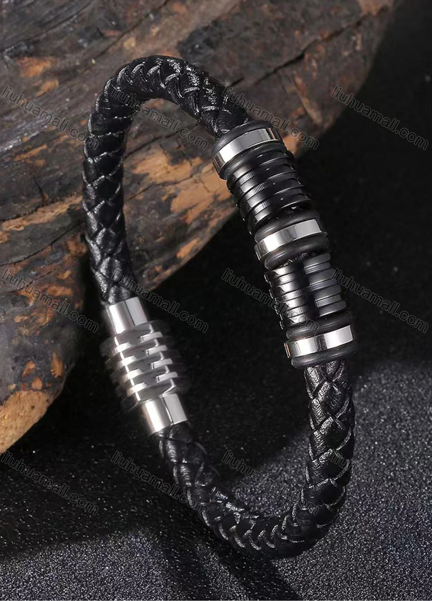 Wholesale Genuine Leather Stainless Steel Magnetic Buckle Bracelet SP1170# - Liuhuamall