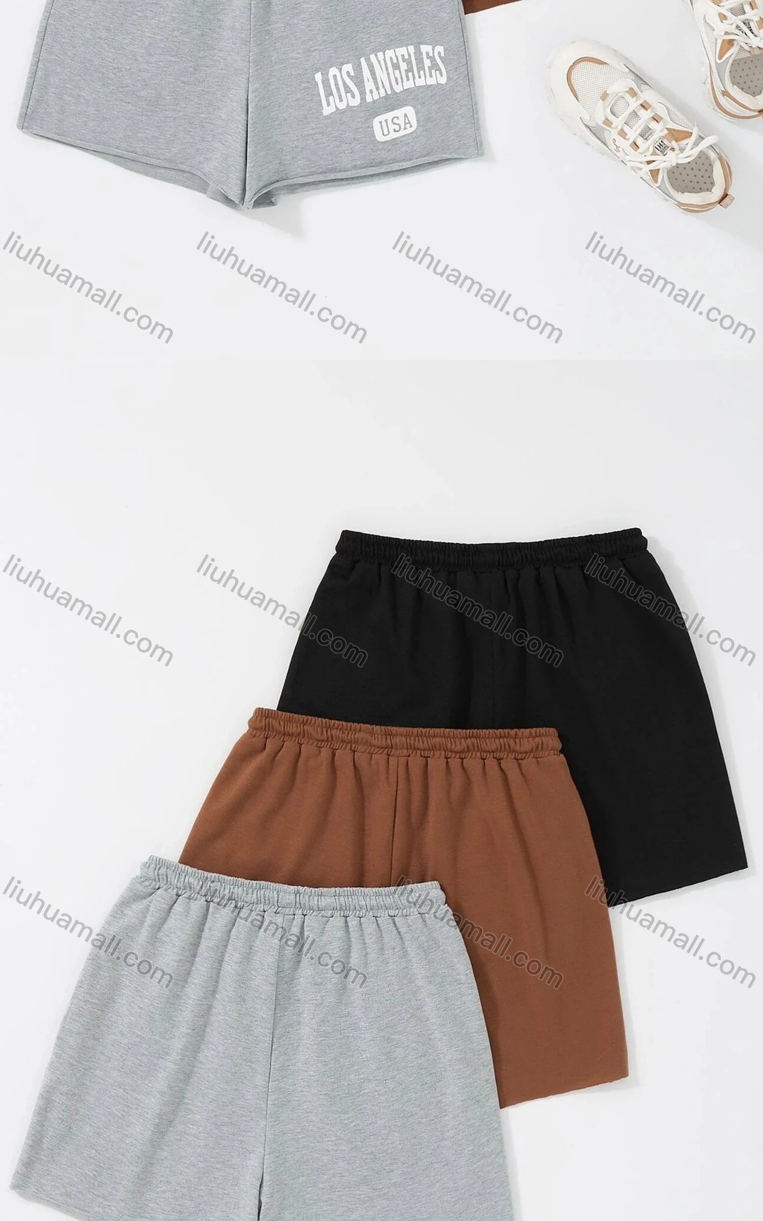 Wholesale Women's Casual Breathable Slant Pockets Letter Drawstring Hot Shorts - Liuhuamall