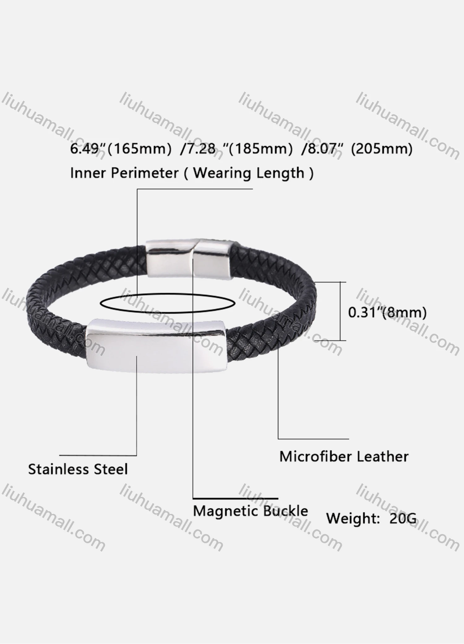 Wholesale Microfiber Leather Stainless Steel Magnetic Buckle Bracelet SP1297# - Liuhuamall
