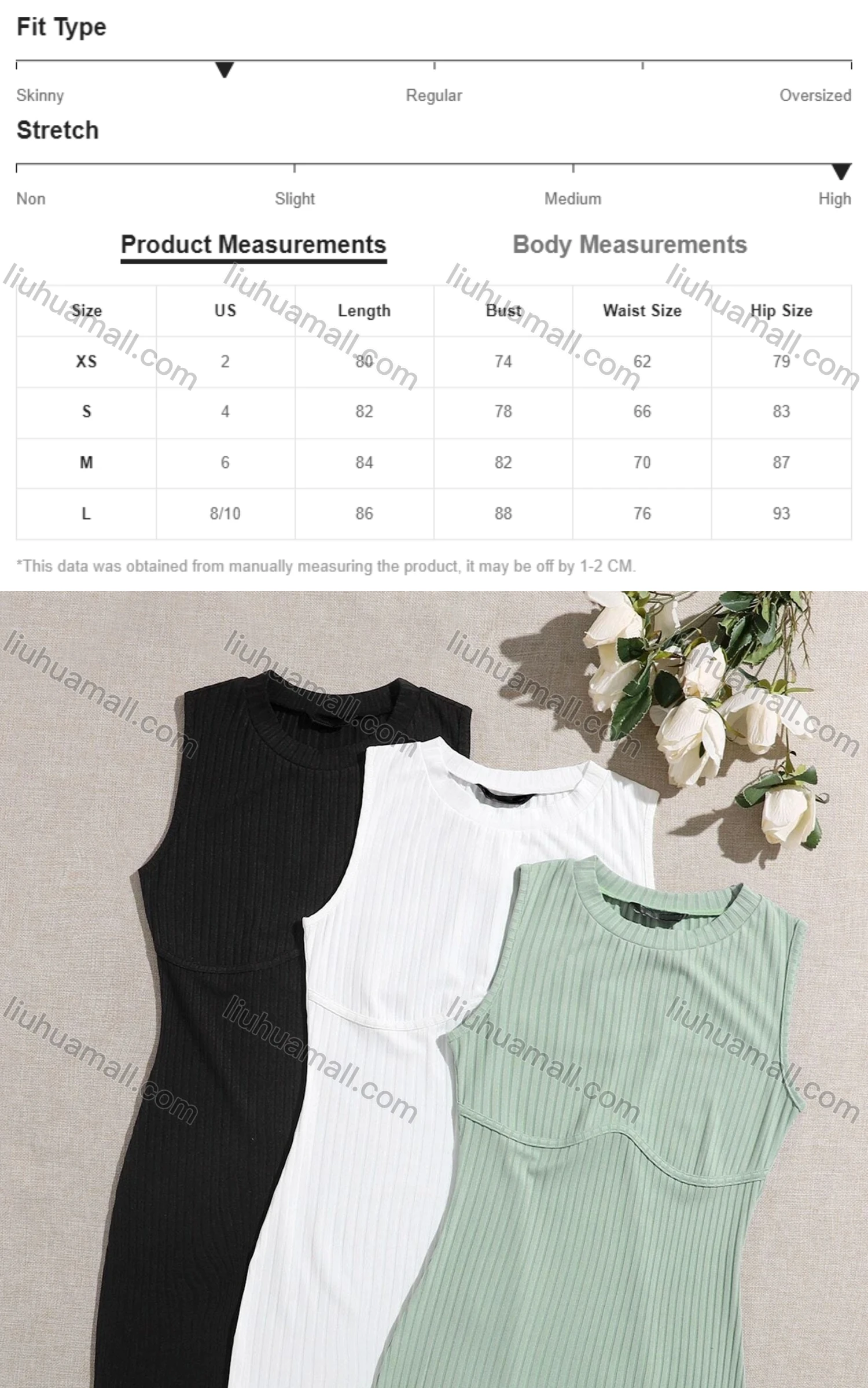 Wholesale Women's Casual Plain Crew Neck Sleeveless High Waist Short Tank Dress - Liuhuamall