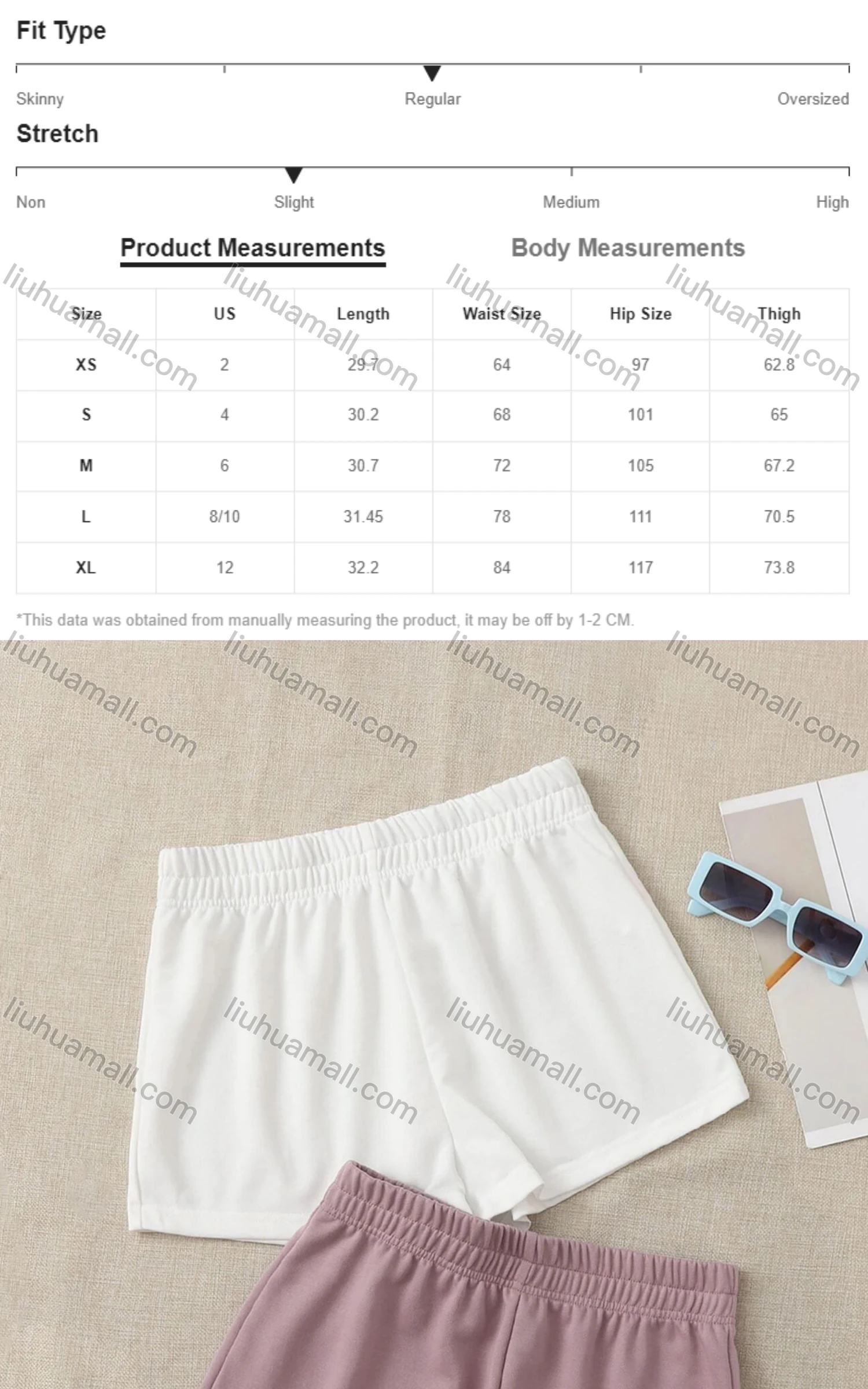 Wholesale Women's Casual Breathable Plain Elastic Waist Hot Shorts - Liuhuamall