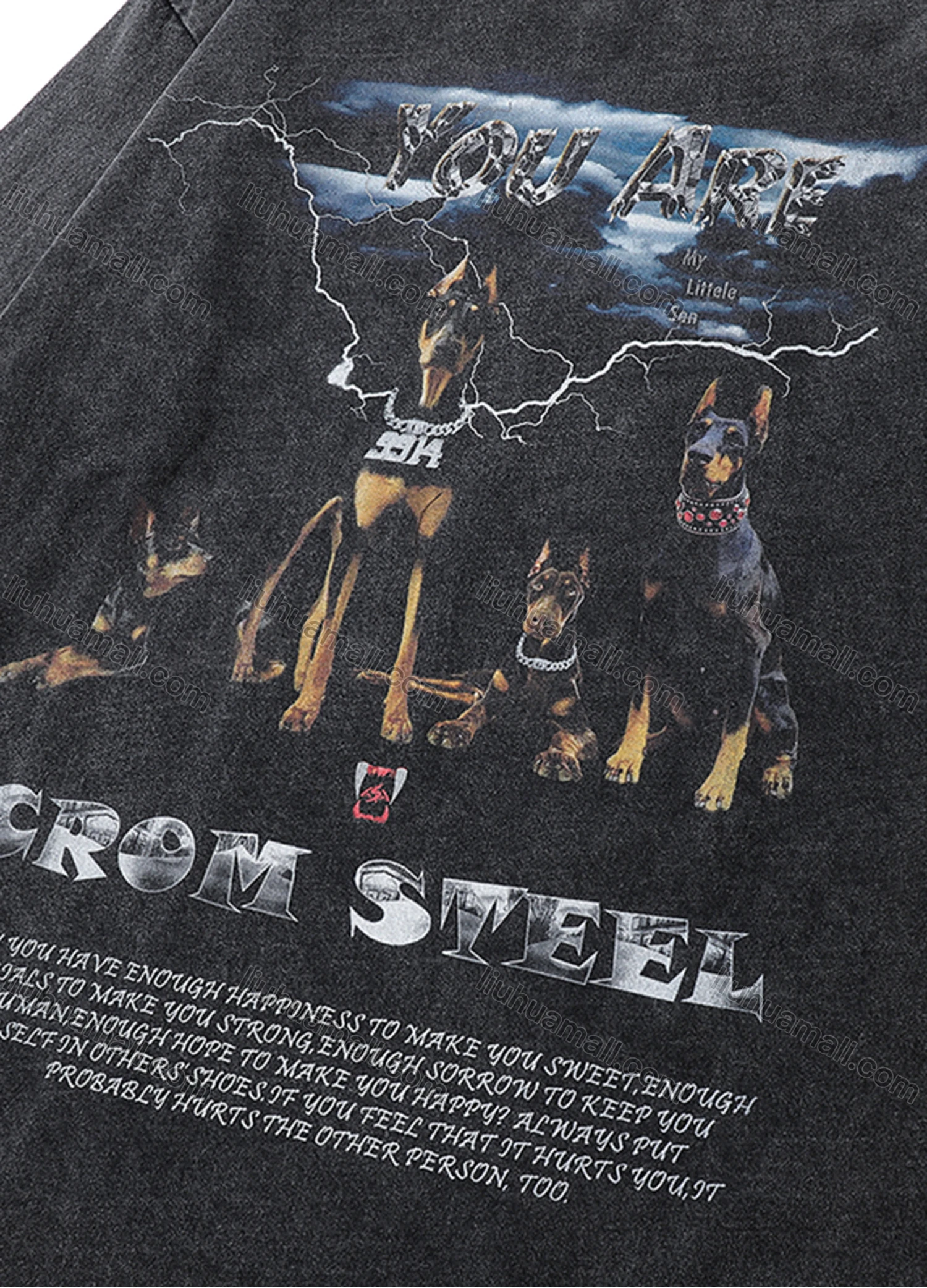 Wholesale Men's Fashion 100%Cotton Distressed Crew Neck Long Sleeve Graphic T-shirt SS24# - Liuhuamall