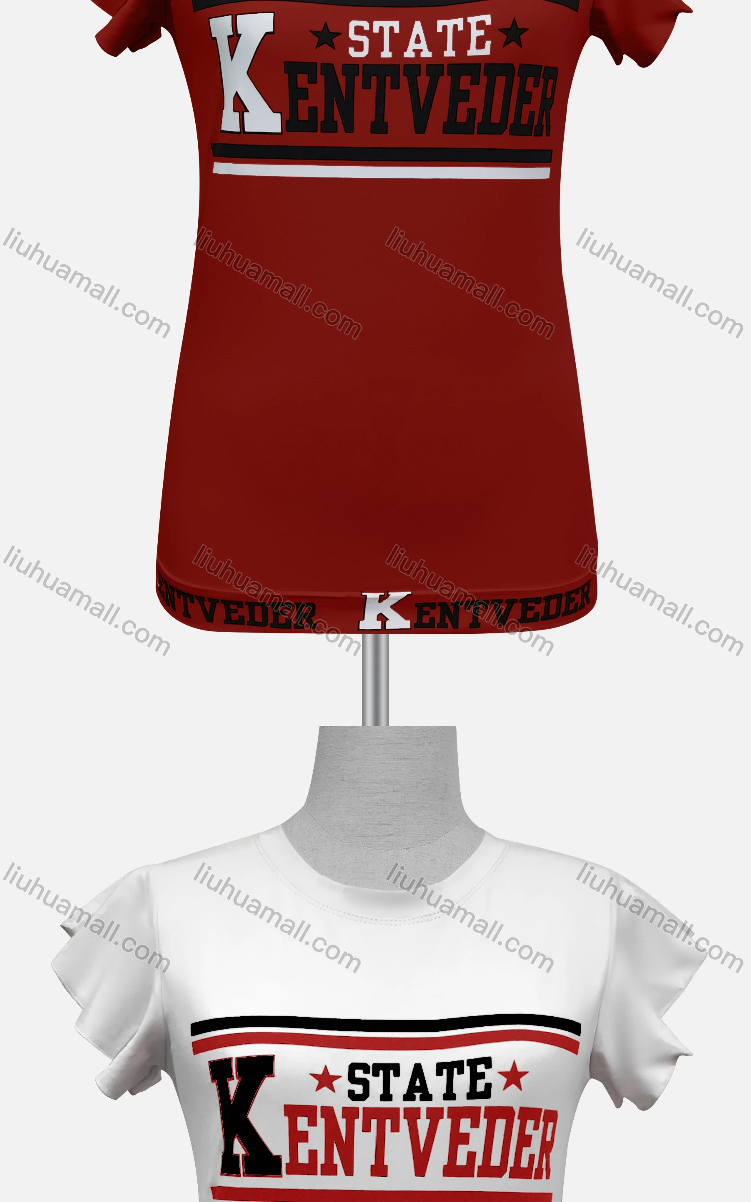 Wholesale Women's Casual Letter Crew Neck Flounce Sleeve Top - Liuhuamall