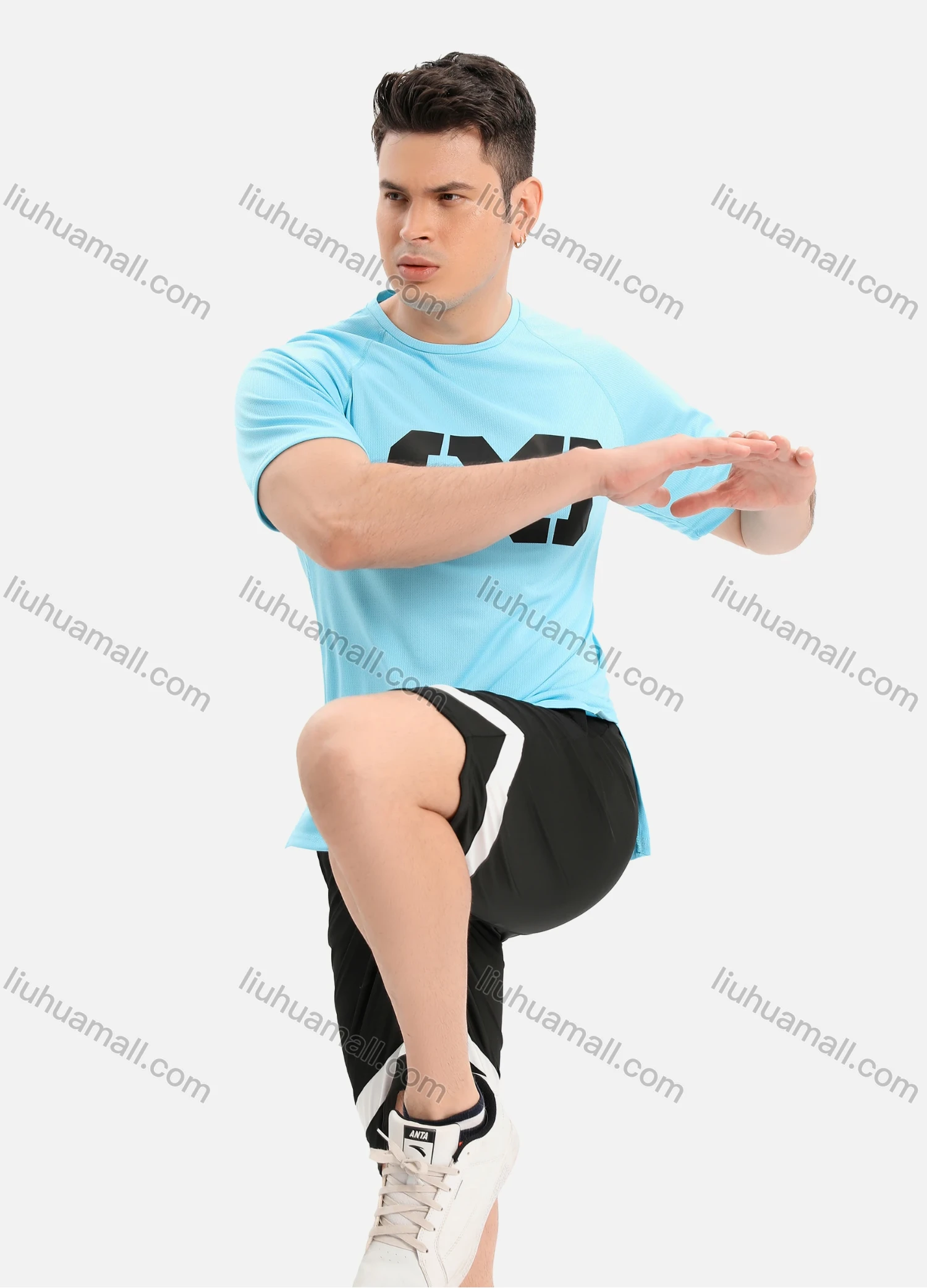 Wholesale Men's Athletic Workout Breathable Quick Dry Graphic Short Sleeve T-shirt 801# - Liuhuamall