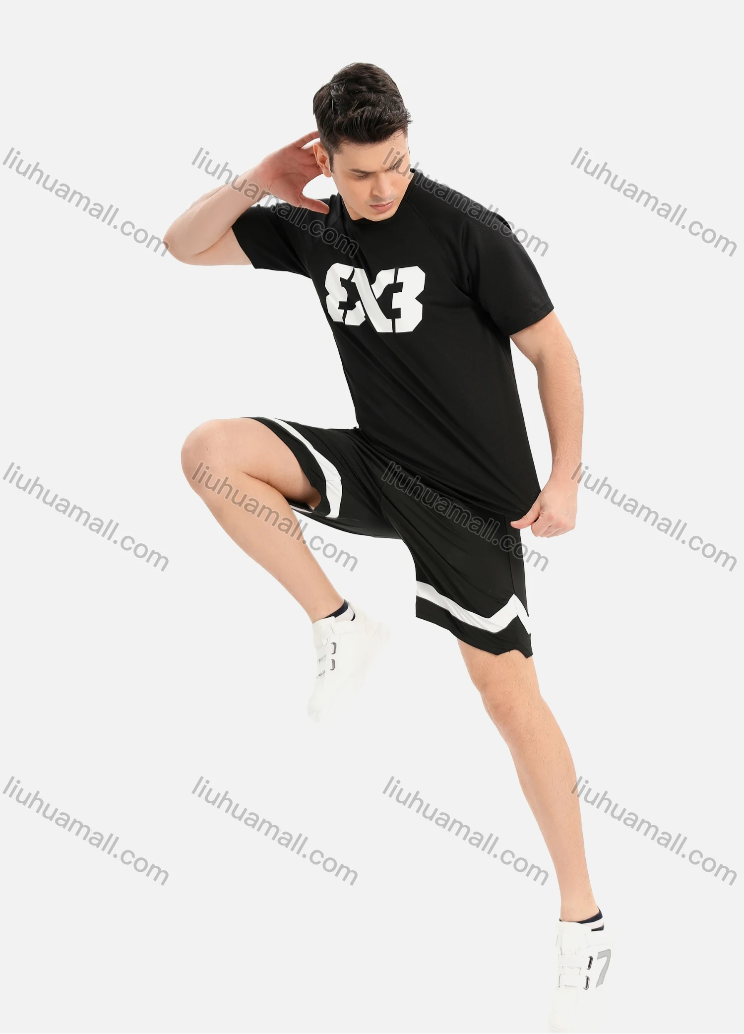 Wholesale Men's Athletic Workout Breathable Quick Dry Graphic Short Sleeve T-shirt 801# - Liuhuamall