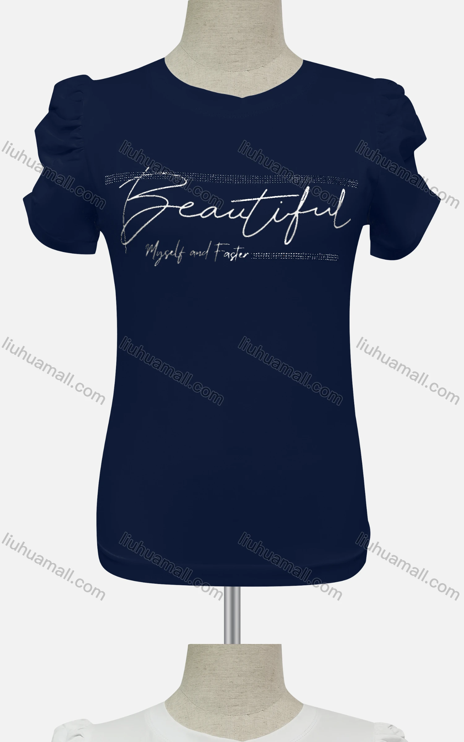 Wholesale Women's Casual Crew Neck Short Sleeve Letter Top - Liuhuamall