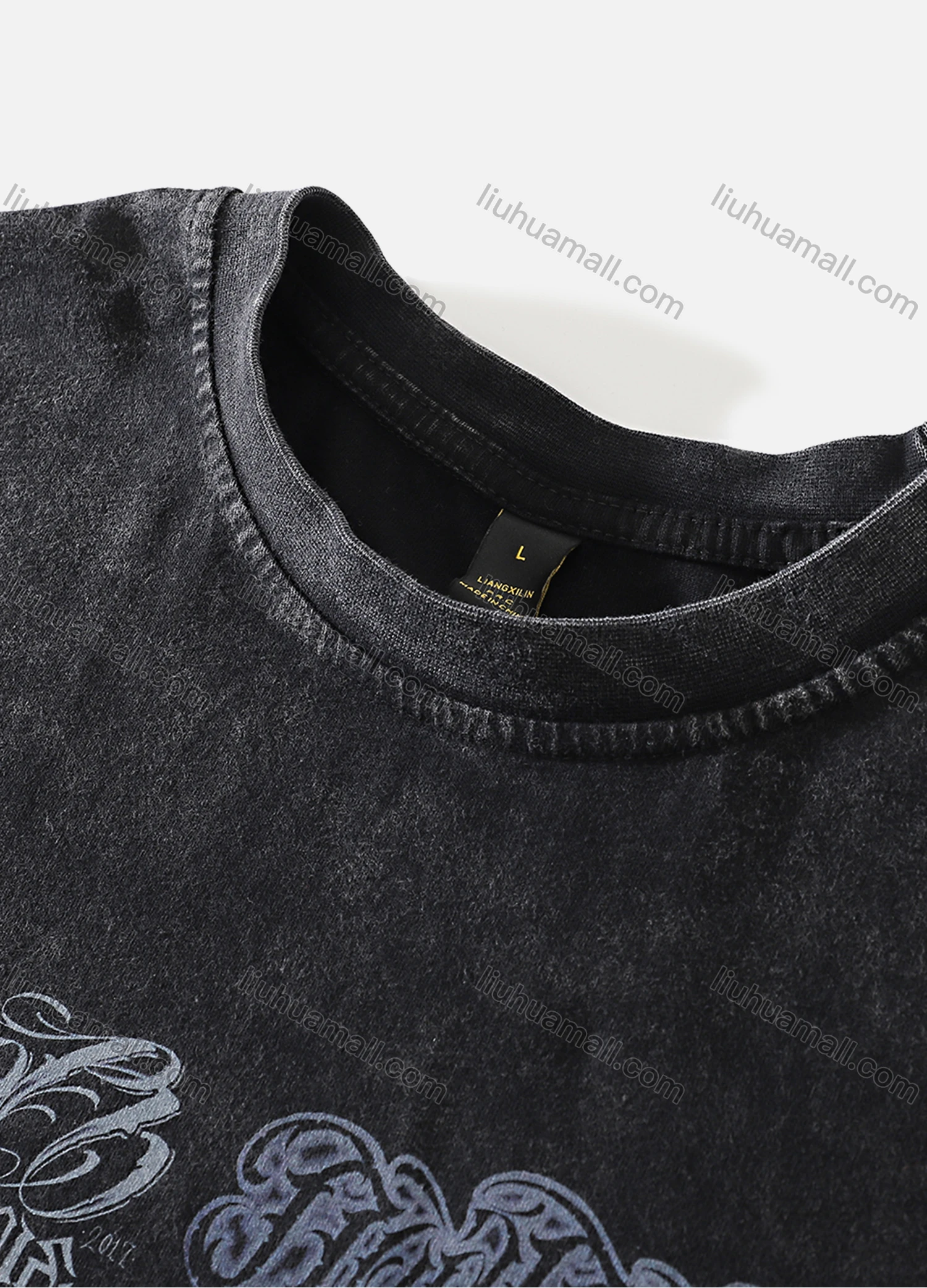 Wholesale Men's Fashion Oversized Crew Neck Short Sleeve Wash Distressed Graphic T-shirt 705# - Liuhuamall