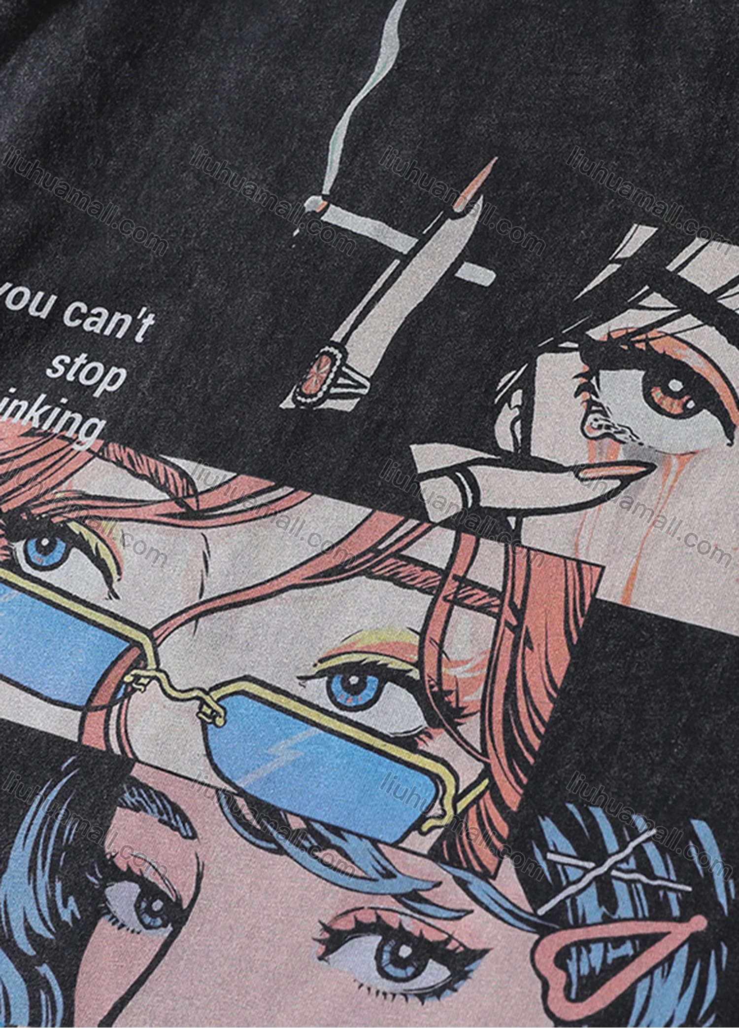 Wholesale Men's Fashion Oversized Crew Neck Short Sleeve Wash Distressed Graphic T-shirt 712# - Liuhuamall