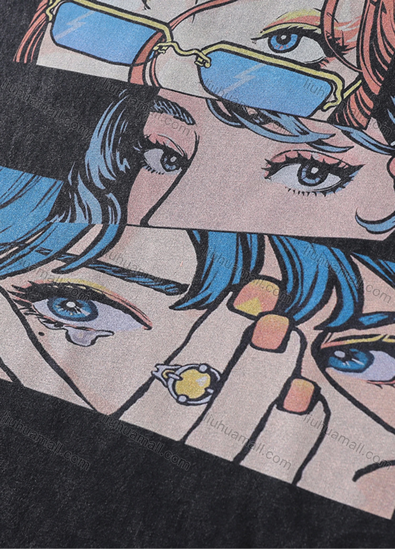 Wholesale Men's Fashion Oversized Crew Neck Short Sleeve Wash Distressed Graphic T-shirt 712# - Liuhuamall