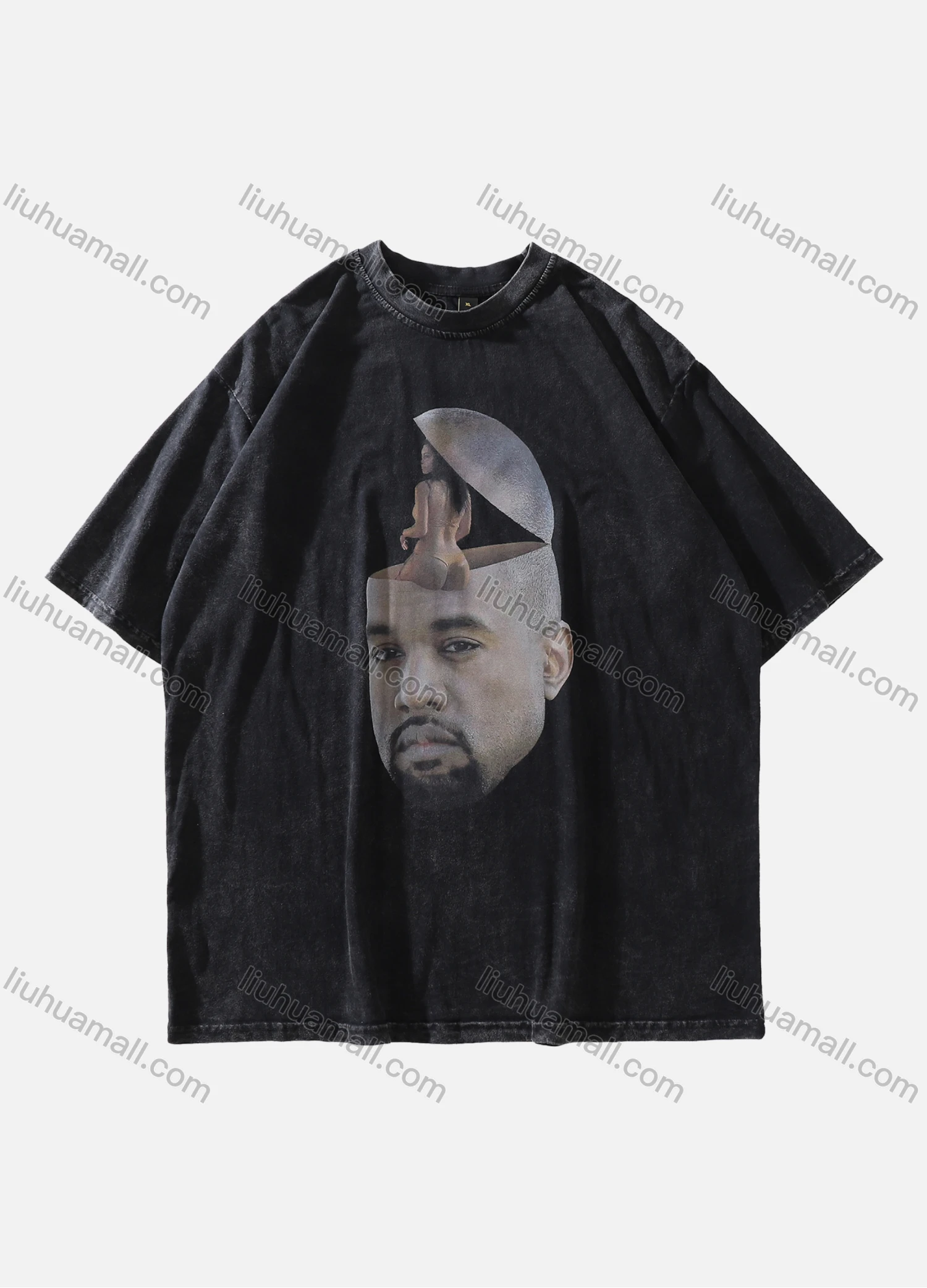 Wholesale Men's Fashion Oversized Crew Neck Short Sleeve Wash Distressed Graphic T-shirt 713# - Liuhuamall