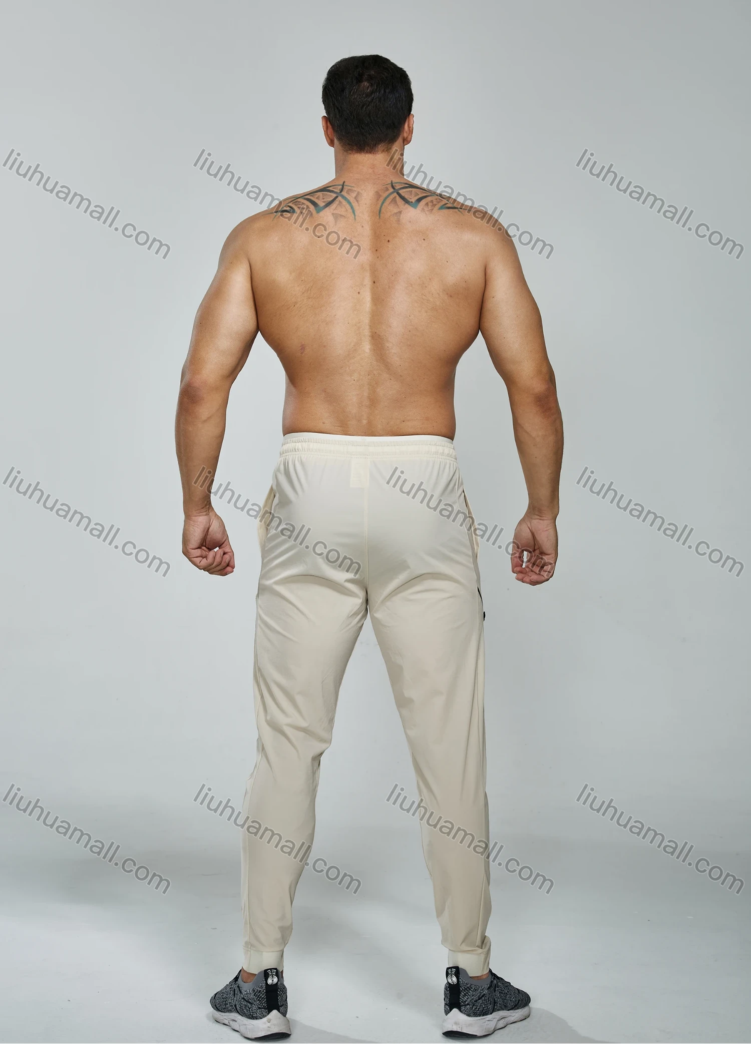 Wholesale Men's Athletic Workout Drawstring Zipper Pockets Ankle Length Gym Joggers 7137# - Liuhuamall