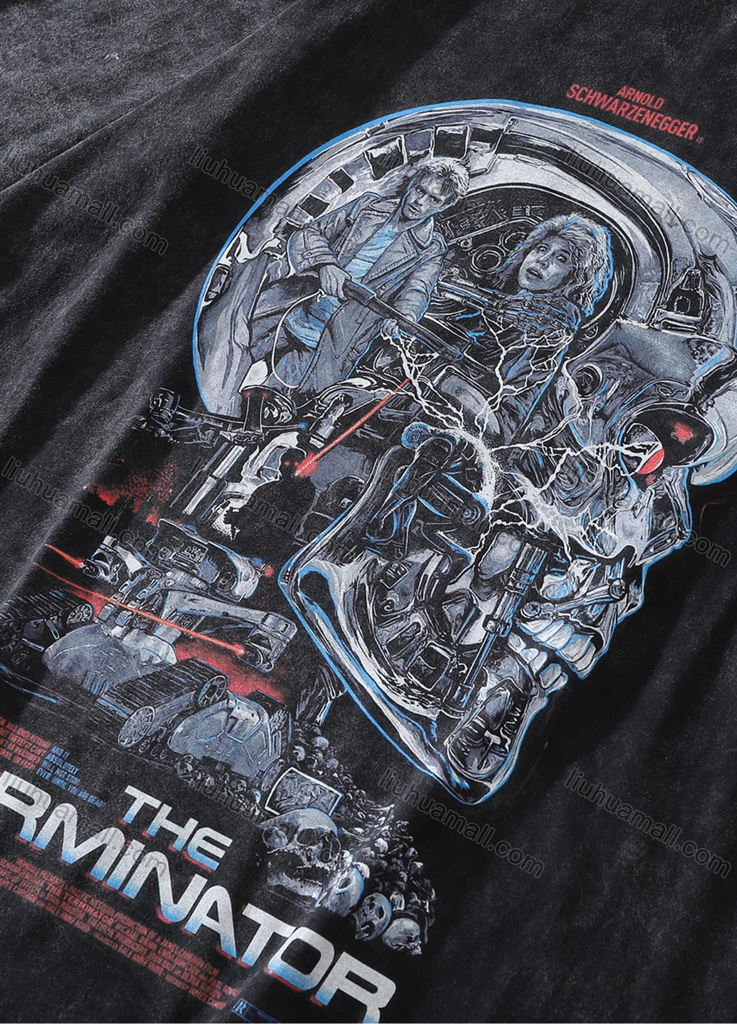 Wholesale Men's Fashion Oversized Crew Neck Short Sleeve Wash Distressed Graphic T-shirt 719# - Liuhuamall