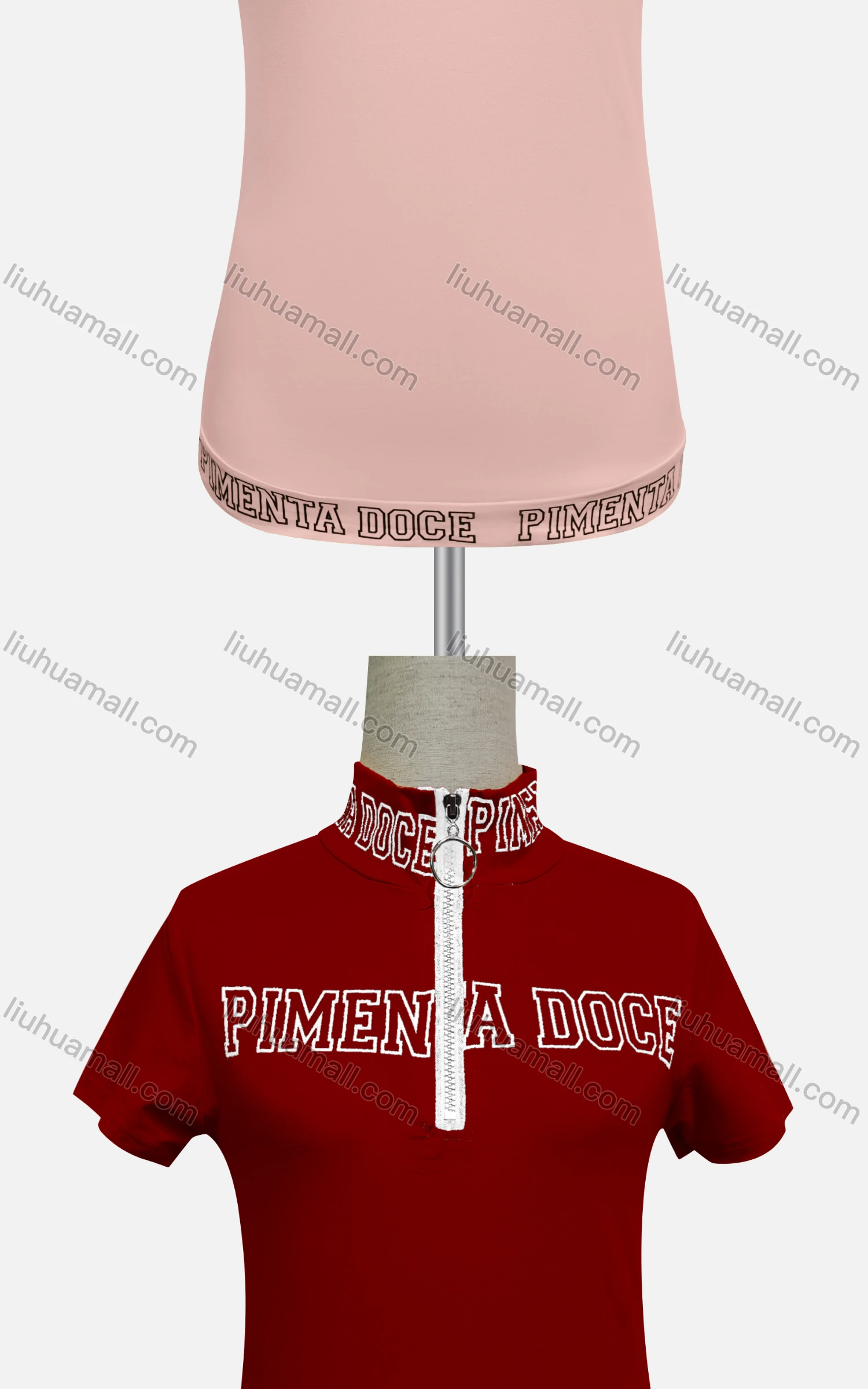 Wholesale Women's Casual High Neck Short Sleeve Letter Quarter Zip Top - Liuhuamall