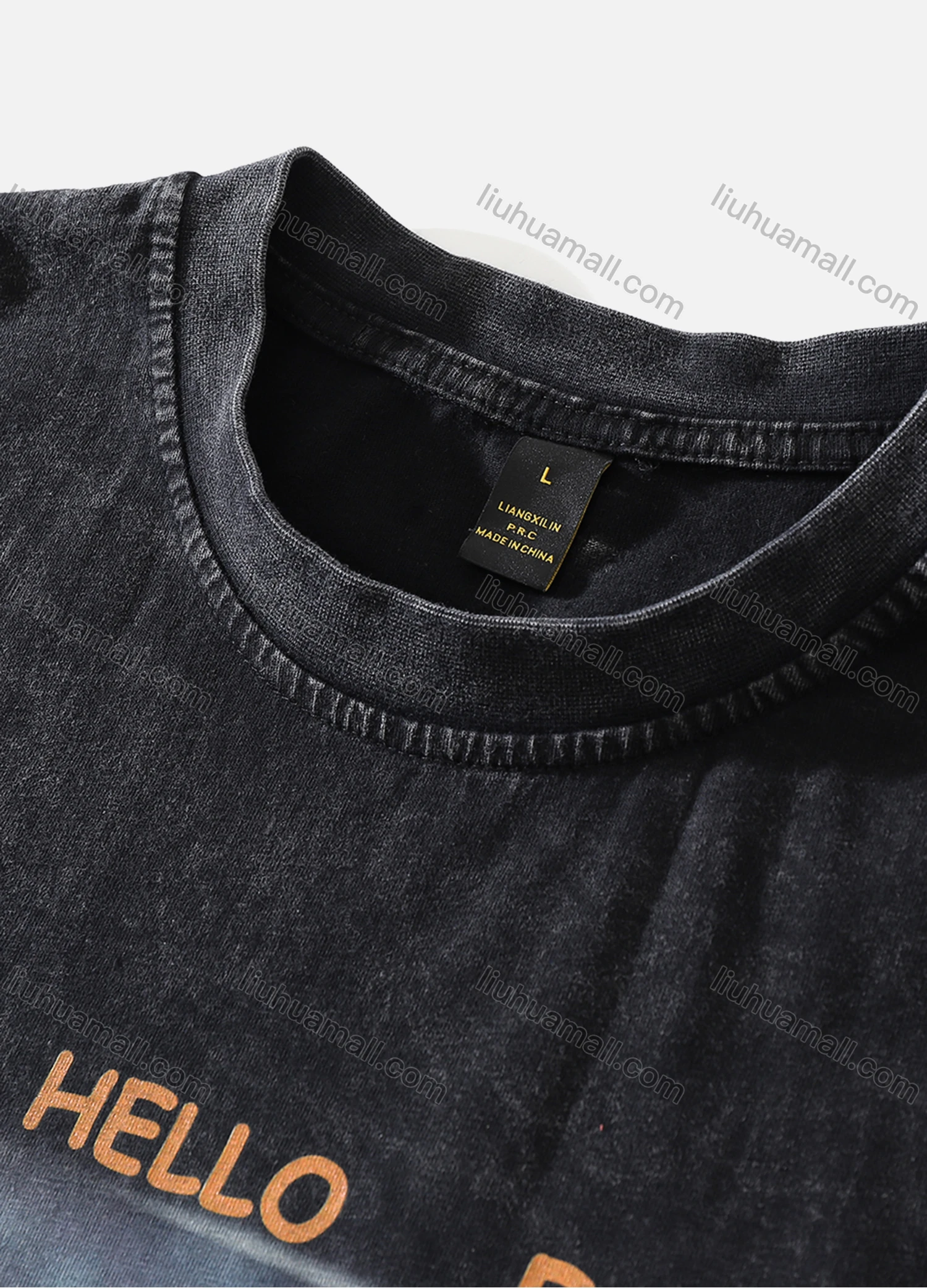 Wholesale Men's Fashion Oversized Crew Neck Short Sleeve Wash Distressed Graphic T-shirt 722# - Liuhuamall