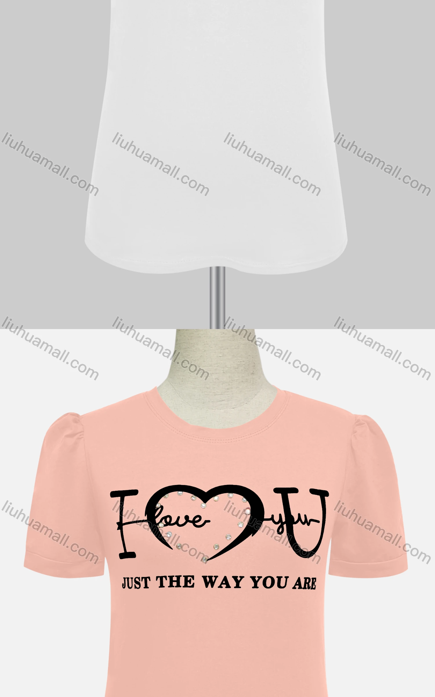 Wholesale Women's Casual Crew Neck Short Sleeve Letter Rhinestone Top - Liuhuamall