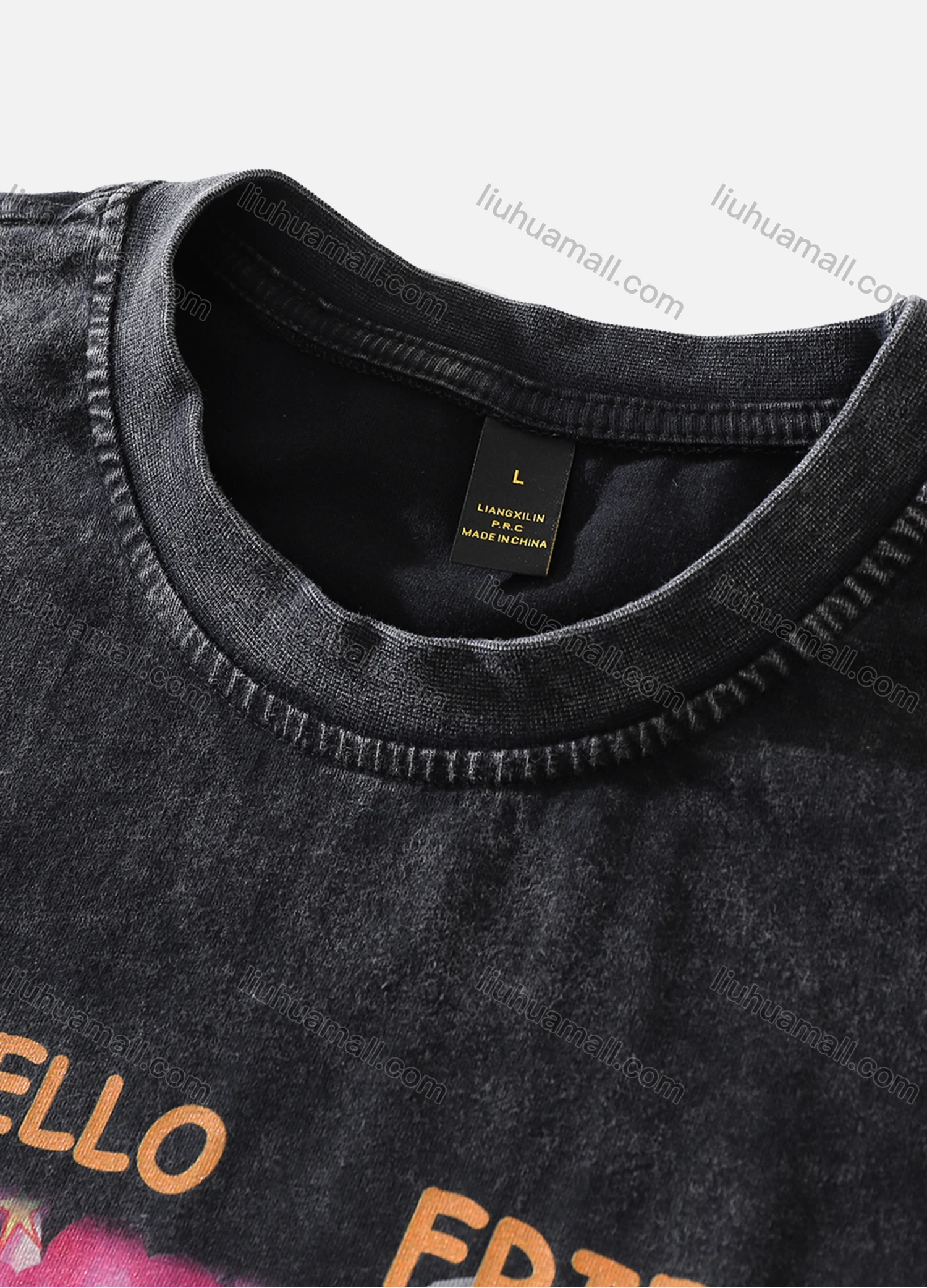 Wholesale Men's Fashion Oversized Crew Neck Short Sleeve Wash Distressed Graphic T-shirt 723# - Liuhuamall