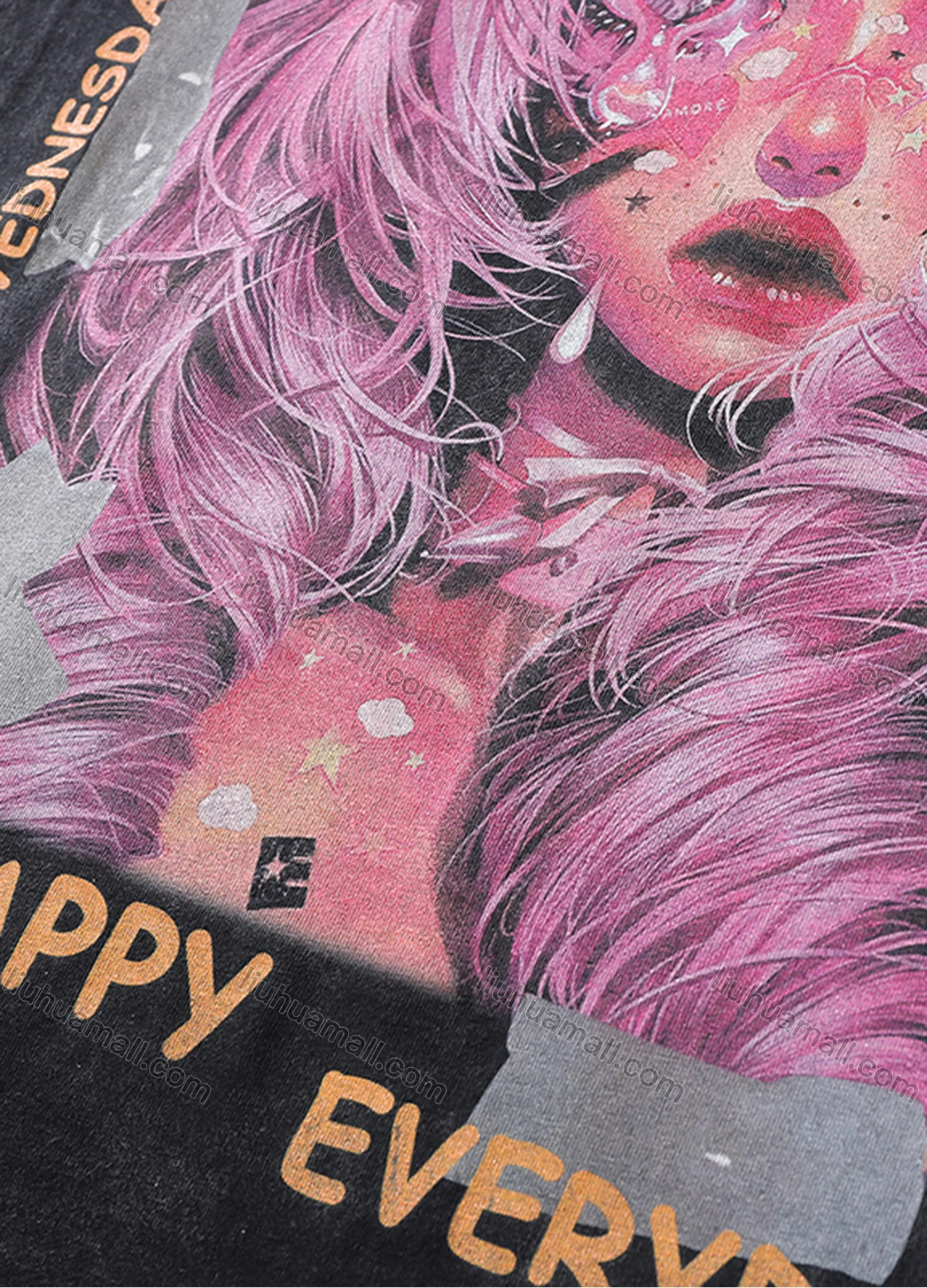 Wholesale Men's Fashion Oversized Crew Neck Short Sleeve Wash Distressed Graphic T-shirt 723# - Liuhuamall