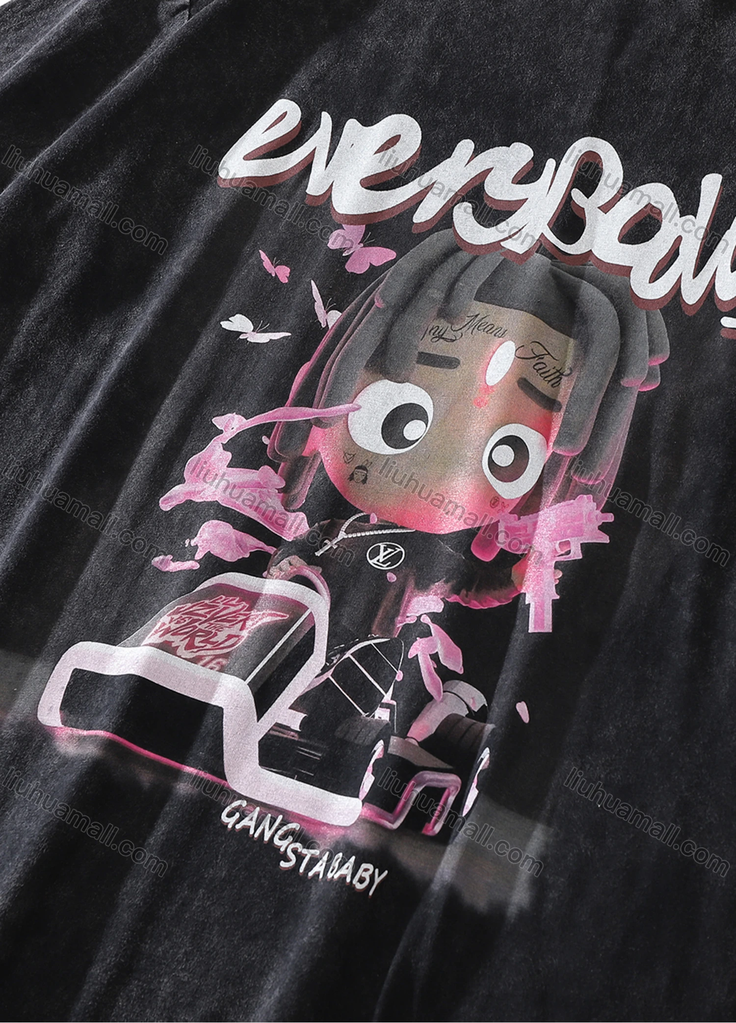 Wholesale Men's Fashion Oversized Crew Neck Short Sleeve Wash Distressed Graphic T-shirt 731# - Liuhuamall