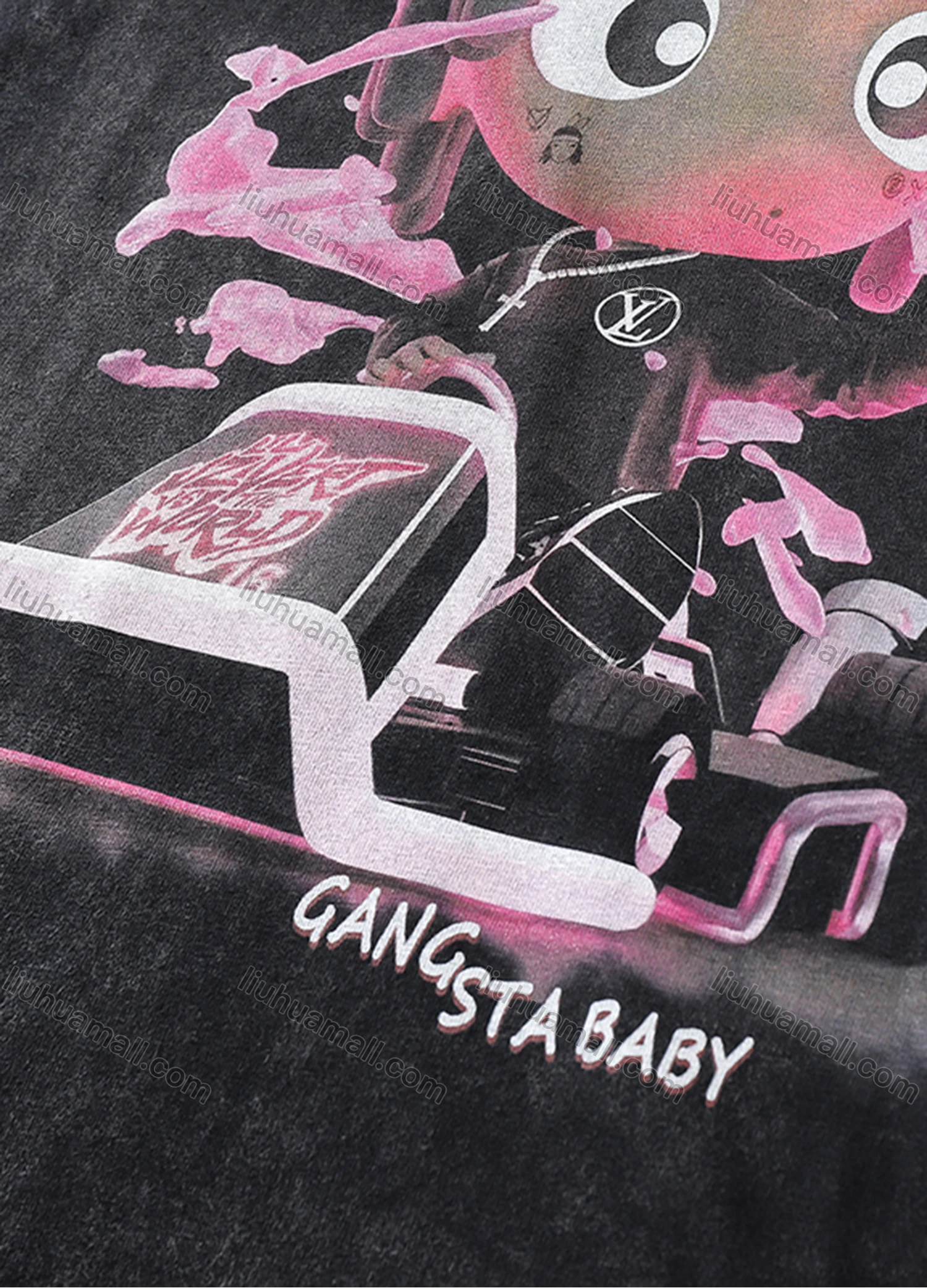 Wholesale Men's Fashion Oversized Crew Neck Short Sleeve Wash Distressed Graphic T-shirt 731# - Liuhuamall