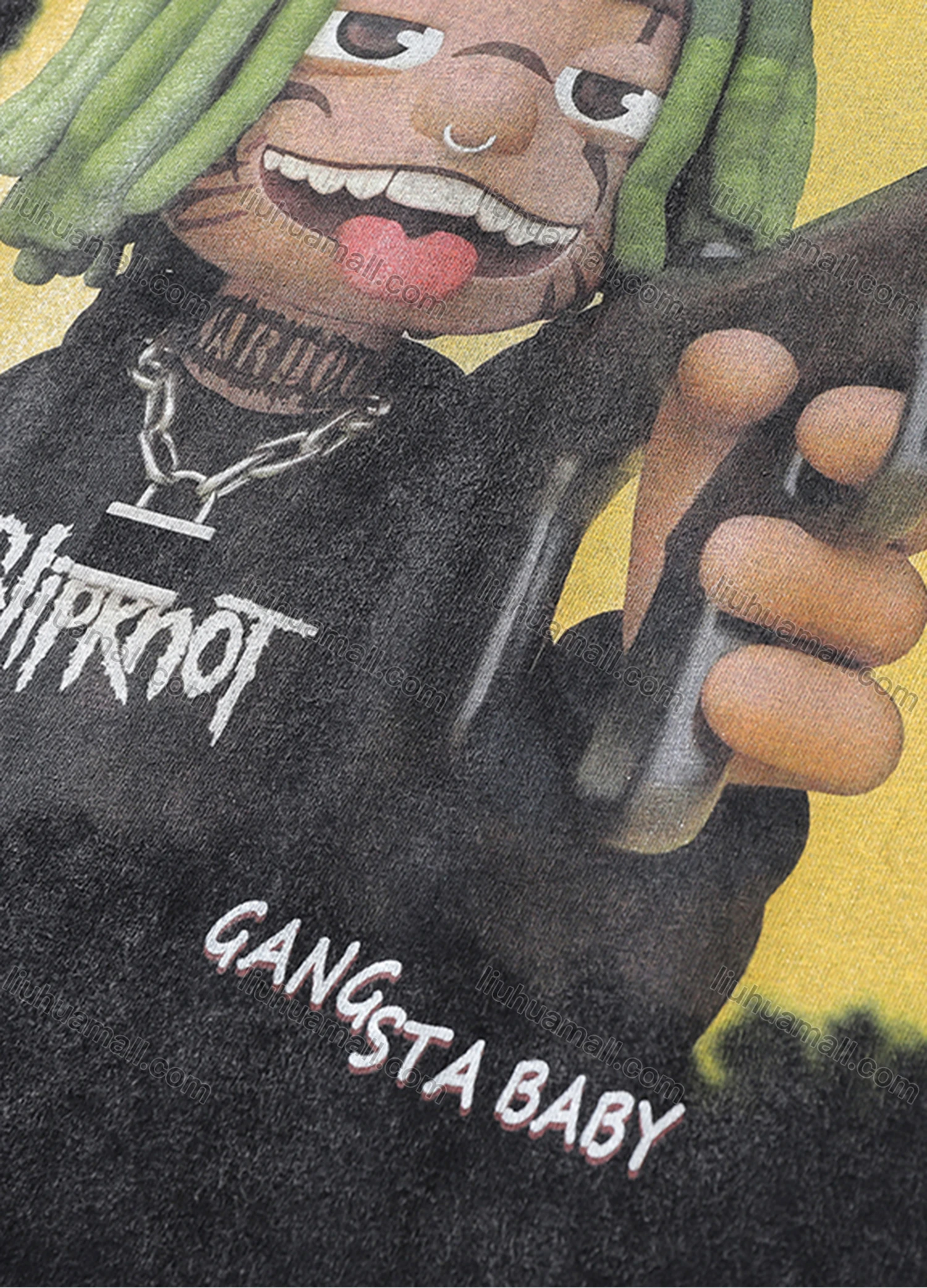 Wholesale Men's Fashion Oversized Crew Neck Short Sleeve Wash Distressed Graphic T-shirt 733# - Liuhuamall